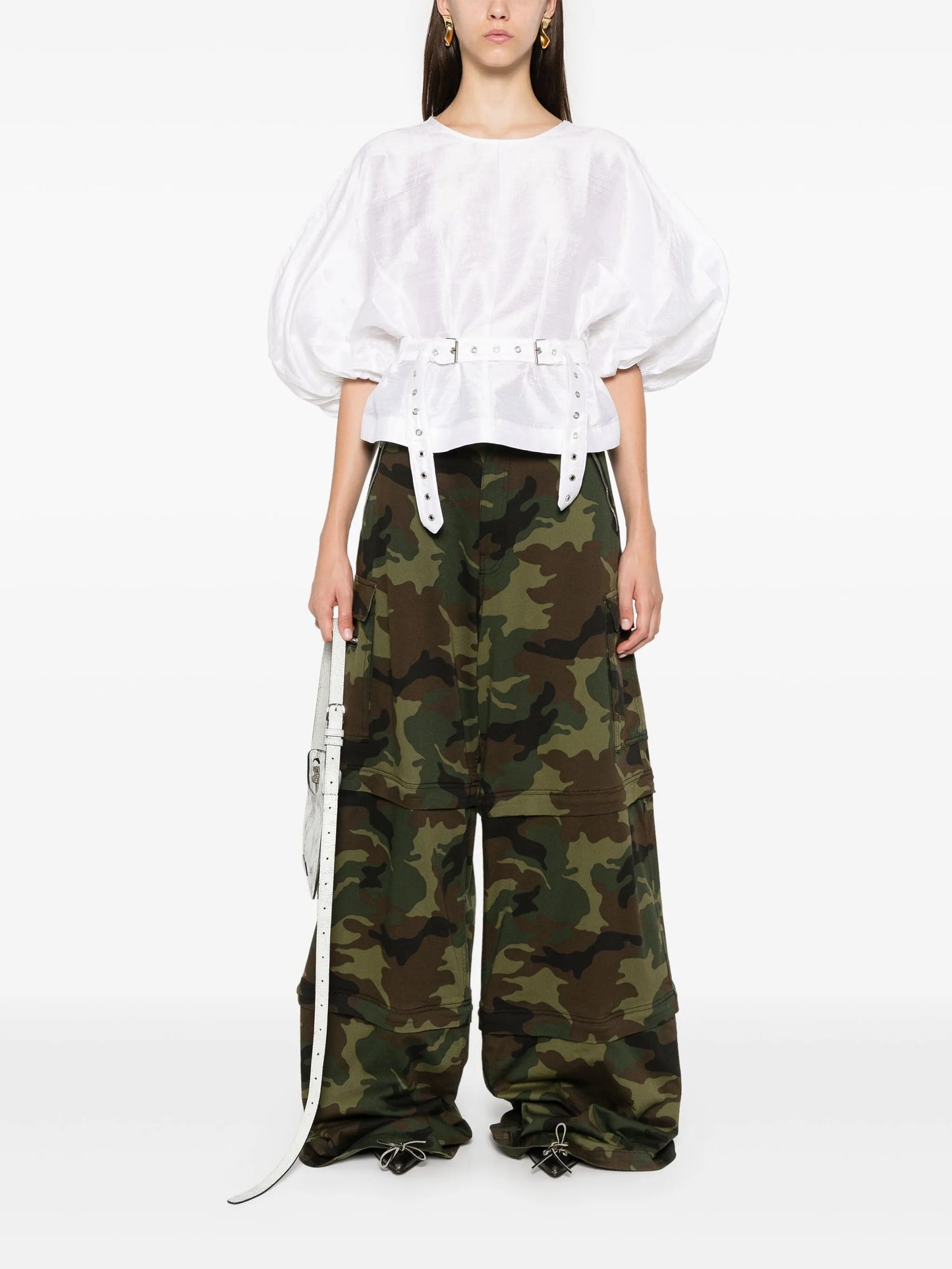 detachable-belt silk top