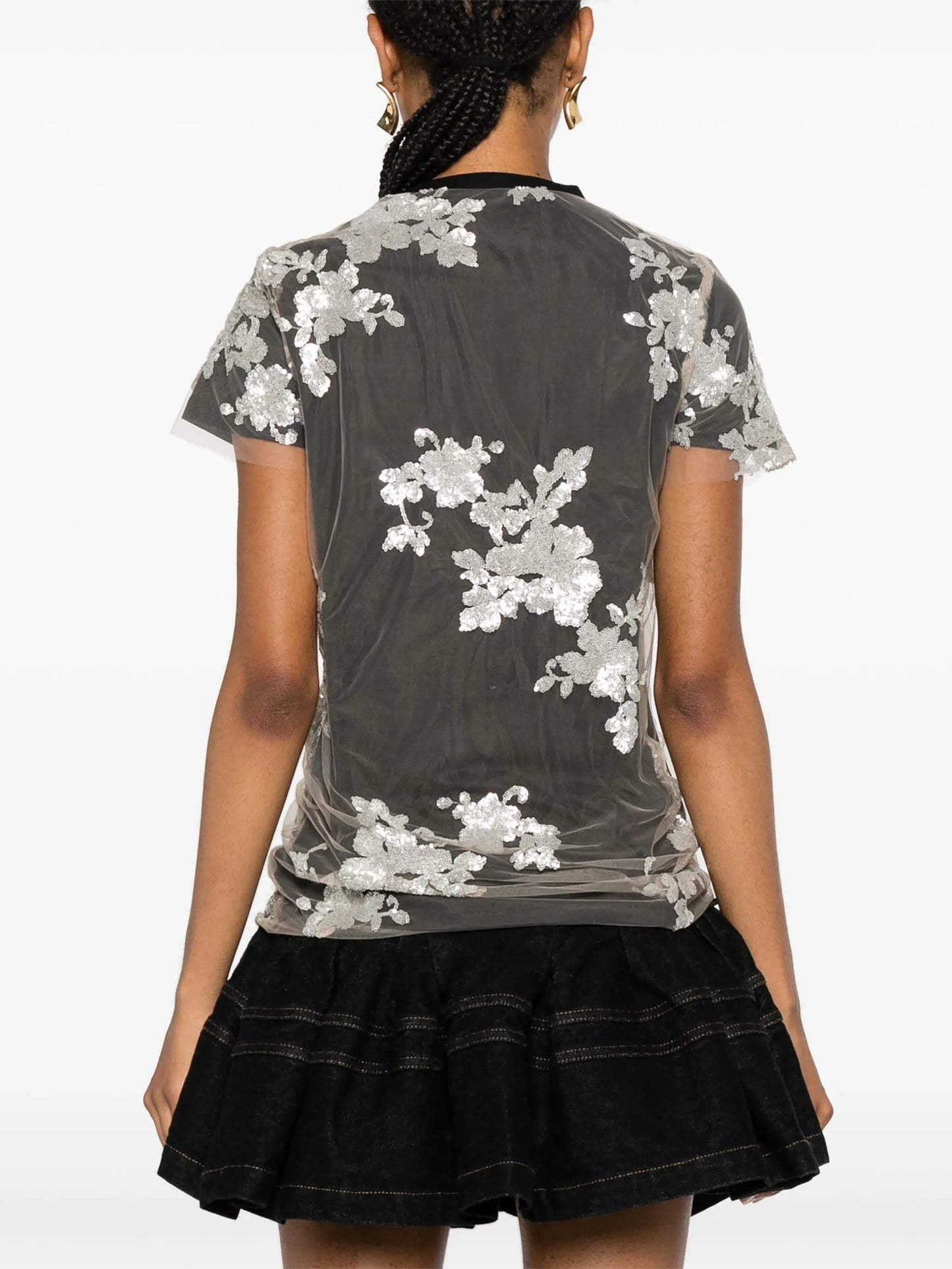 sequinned tulle T-shirt