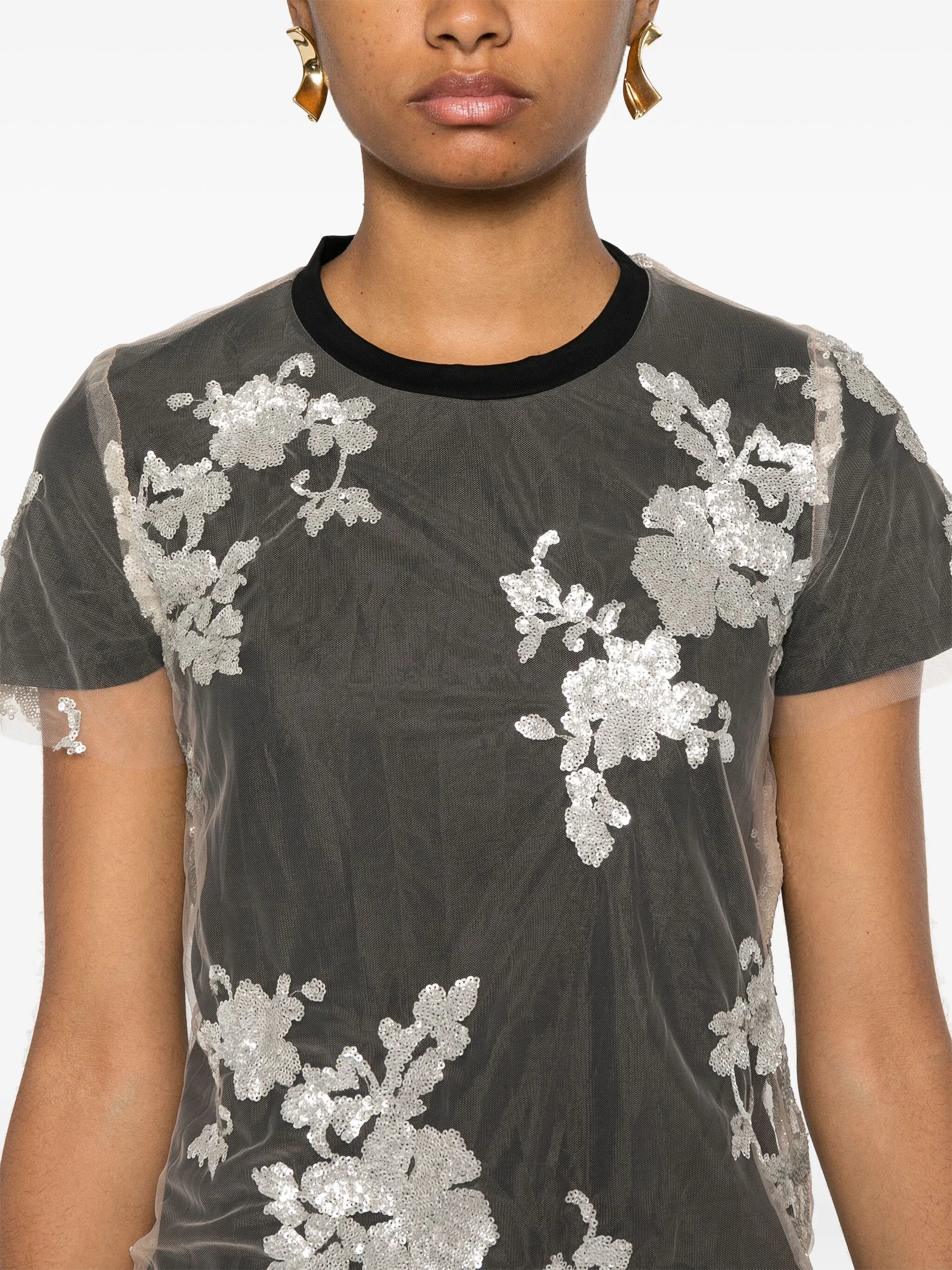 sequinned tulle T-shirt