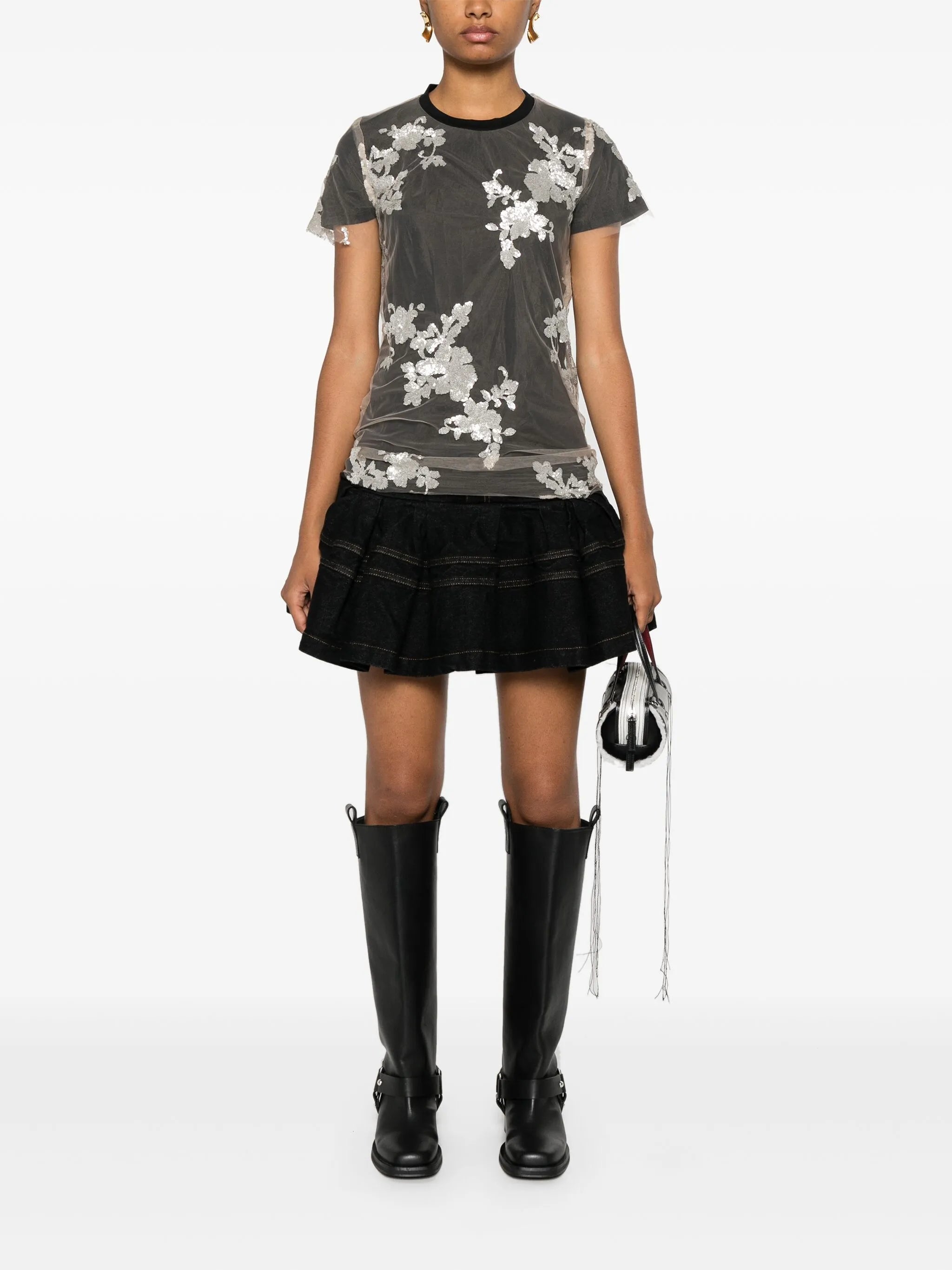 sequinned tulle T-shirt