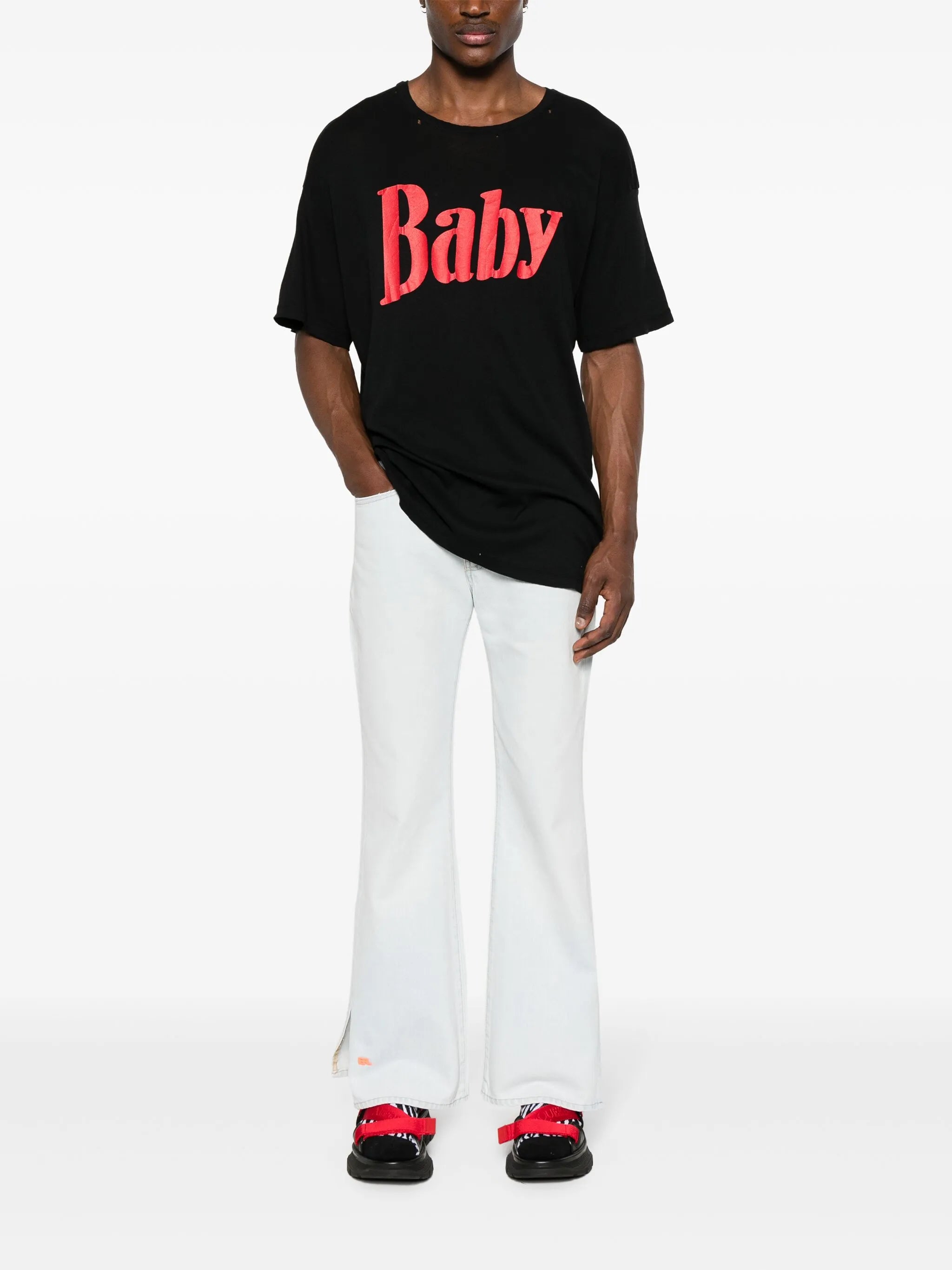 x Levi's logo-embroidered jeans