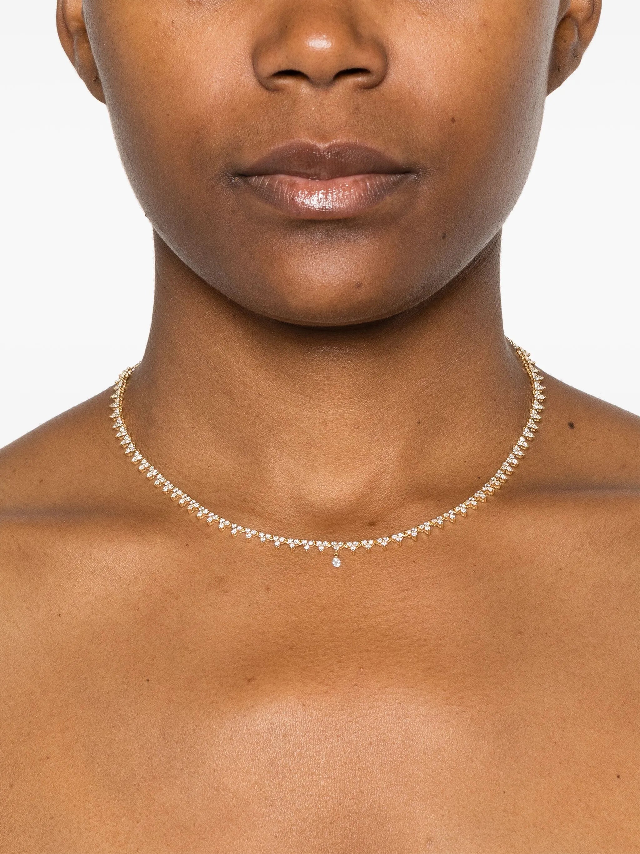 18kt yellow gold Triangle diamond tennis necklace