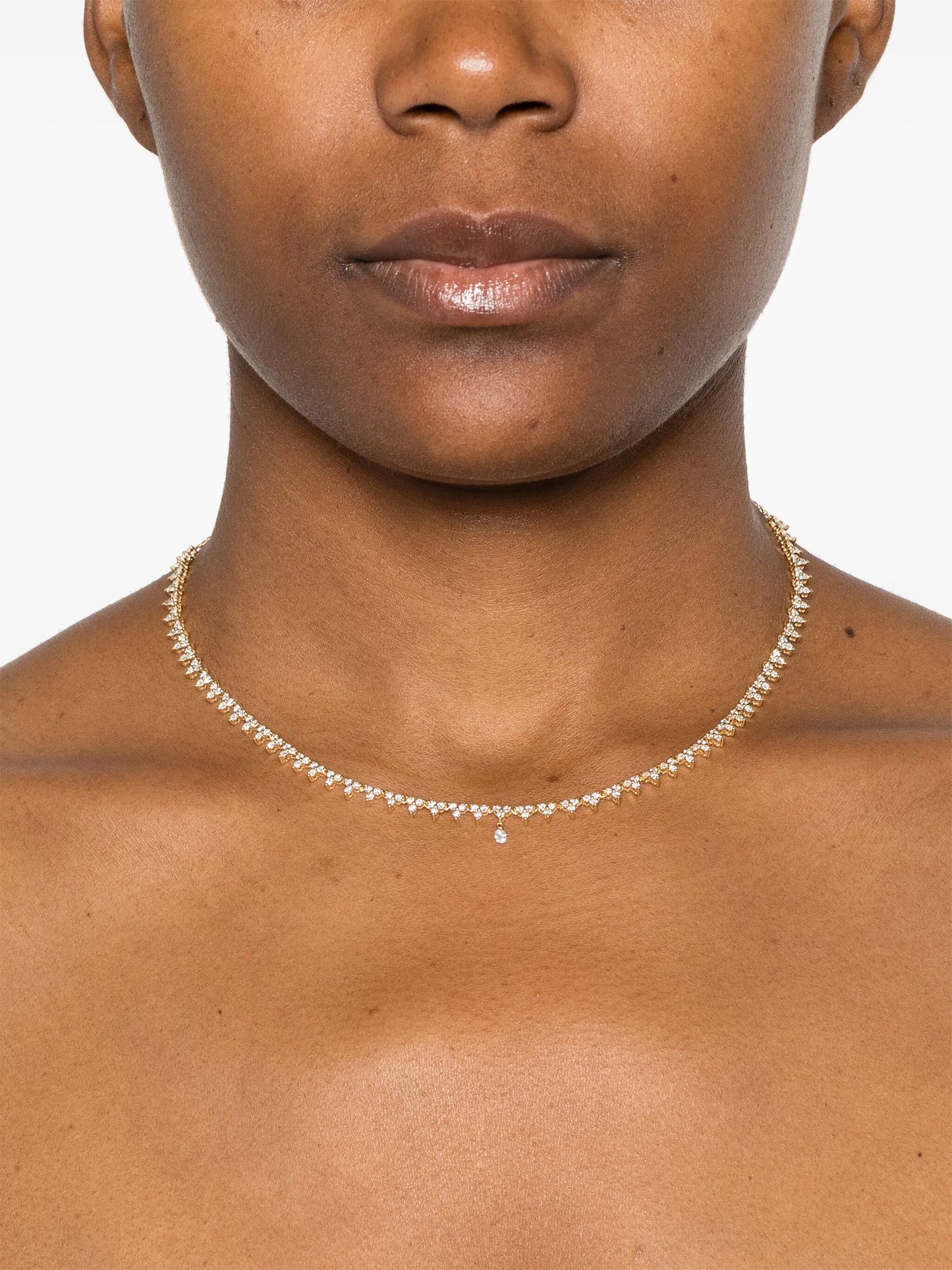 18kt yellow gold Triangle diamond tennis necklace