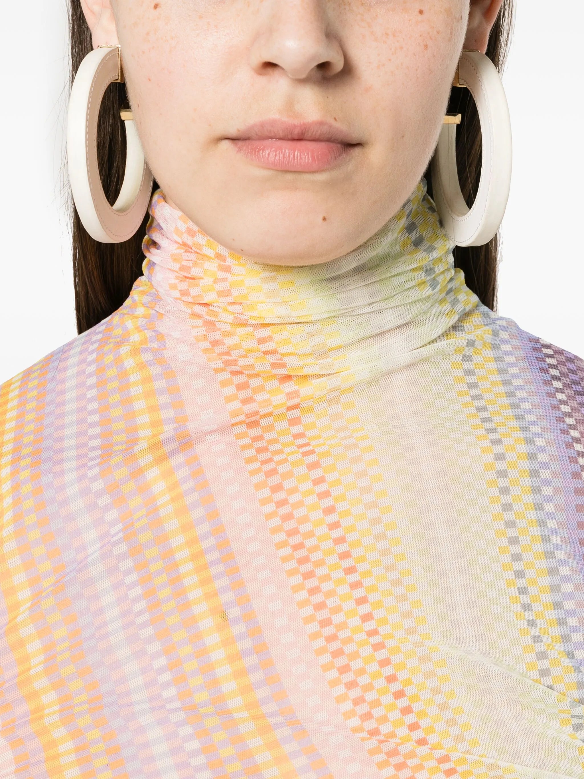 draped-detail checked maxi dress