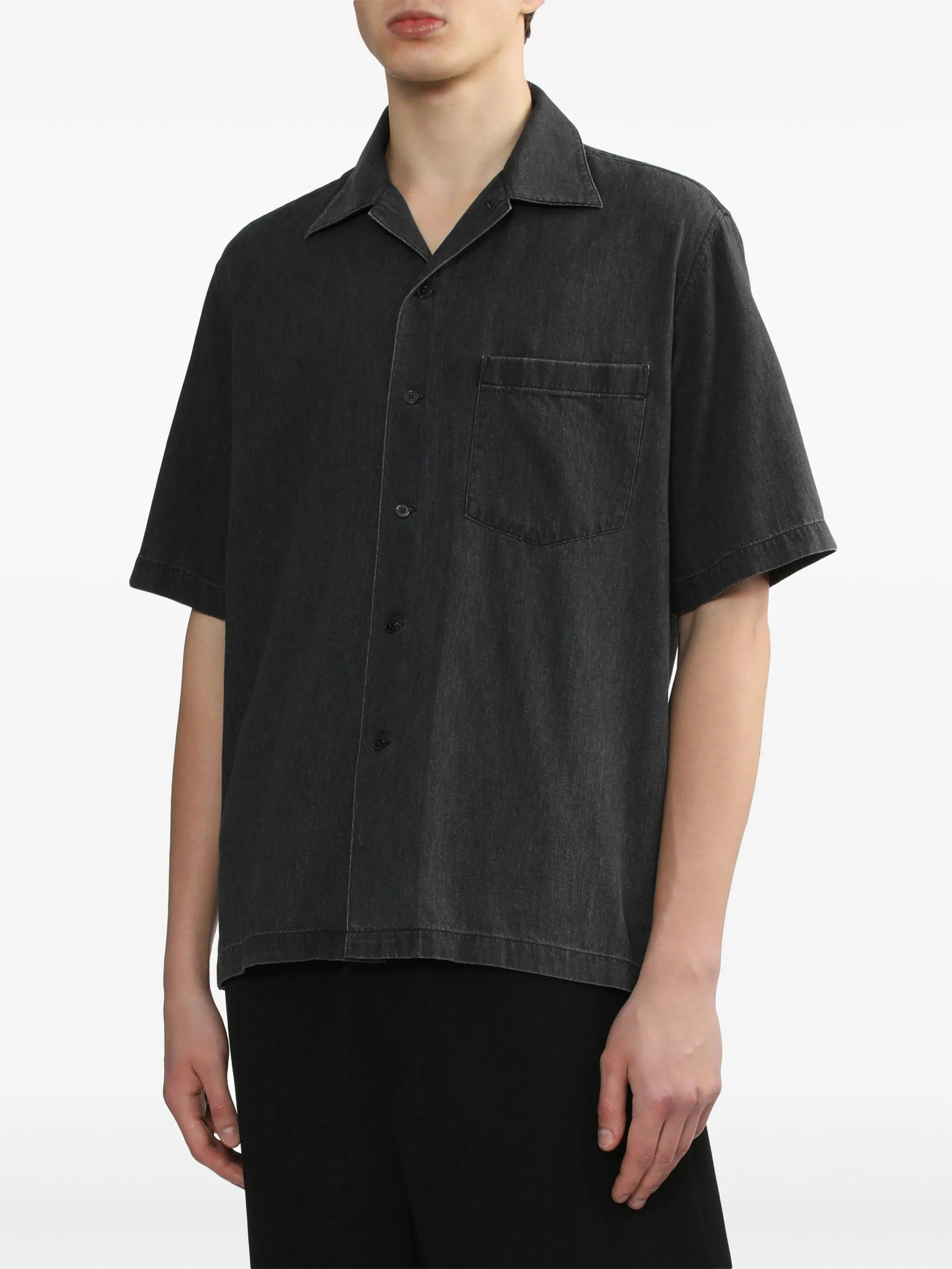 short-sleeved denim shirt