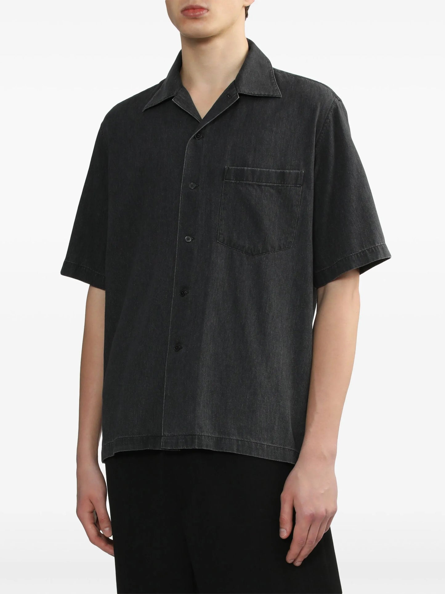 short-sleeved denim shirt