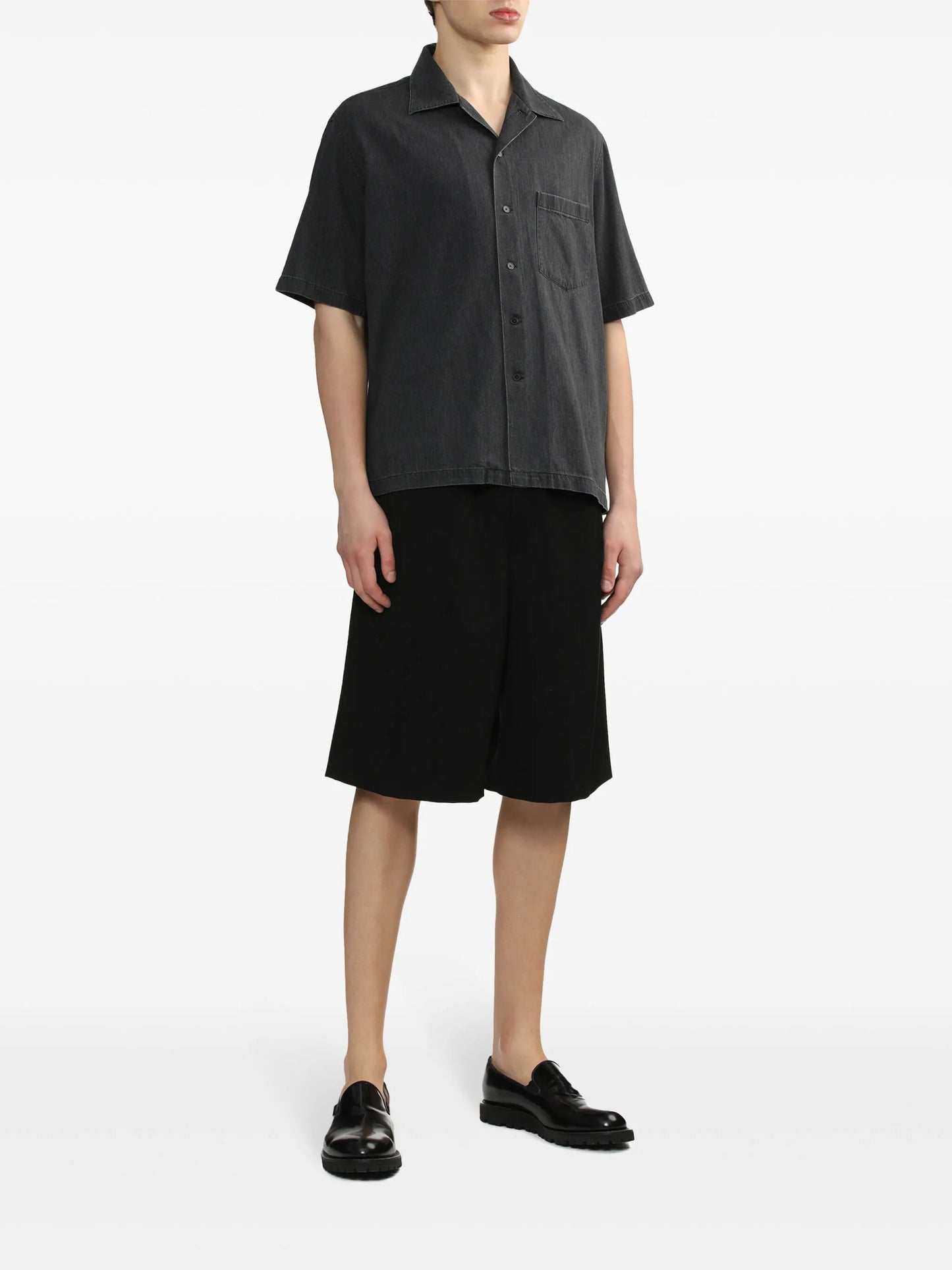 short-sleeved denim shirt