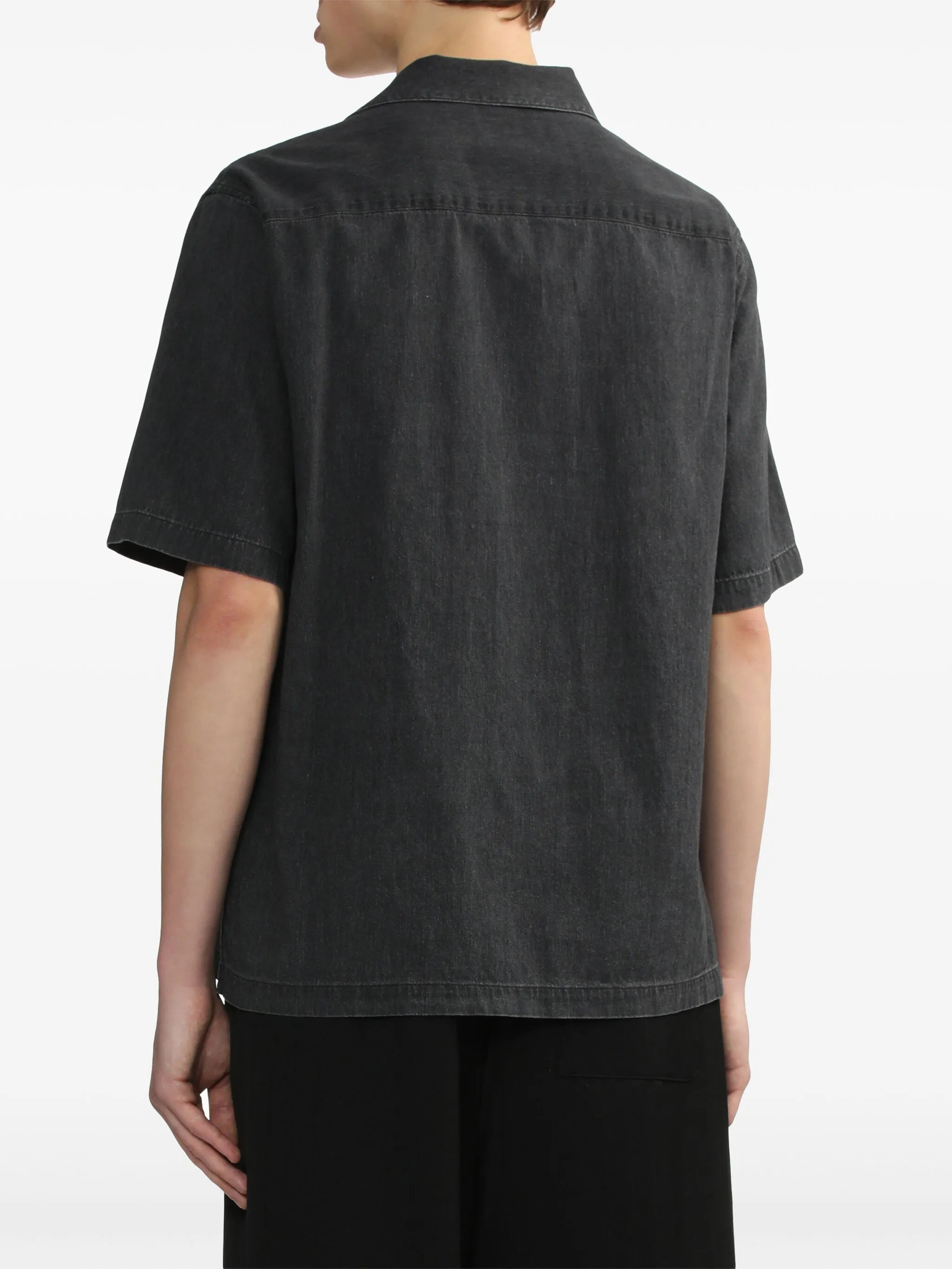 short-sleeved denim shirt
