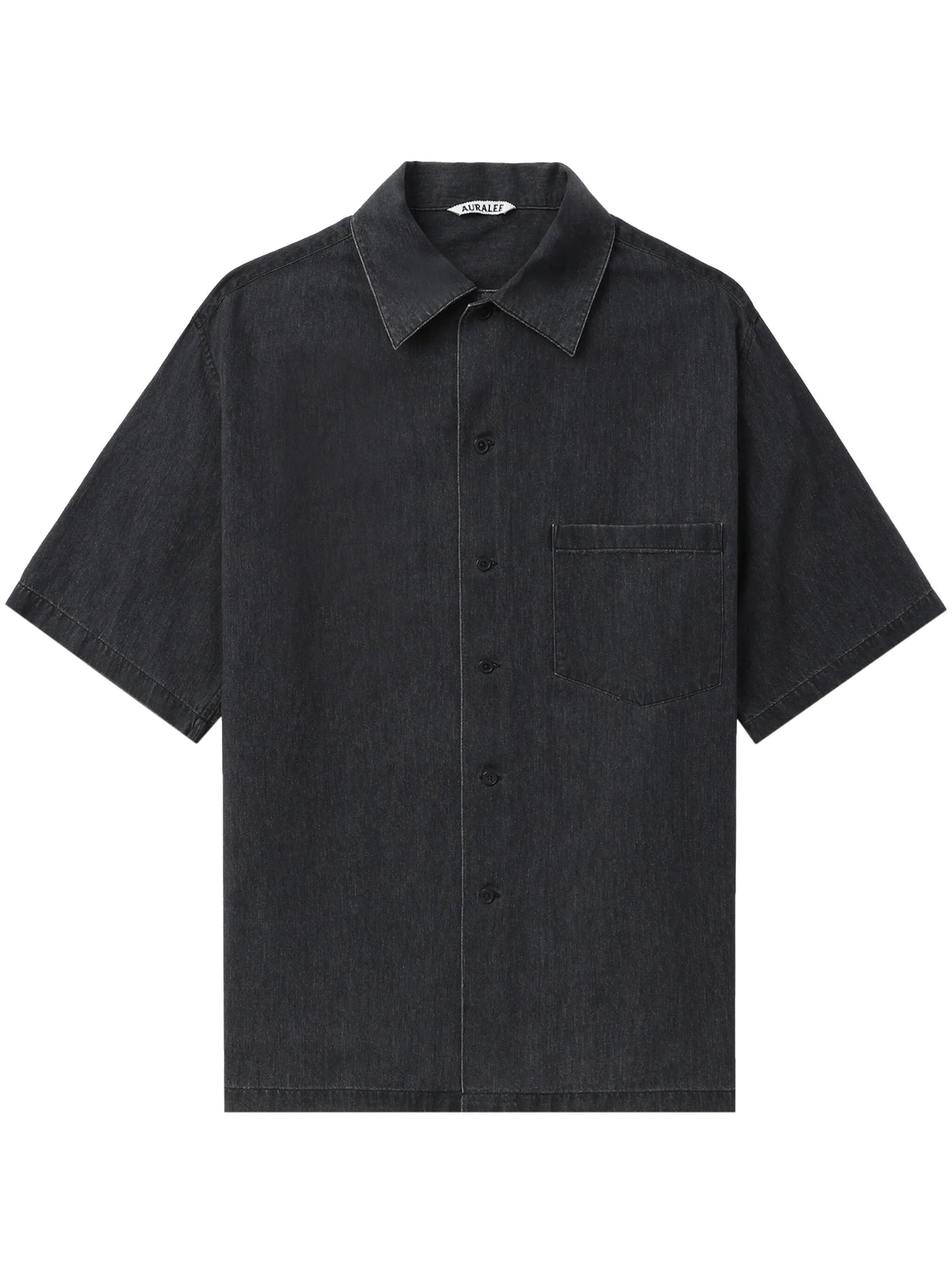 short-sleeved denim shirt