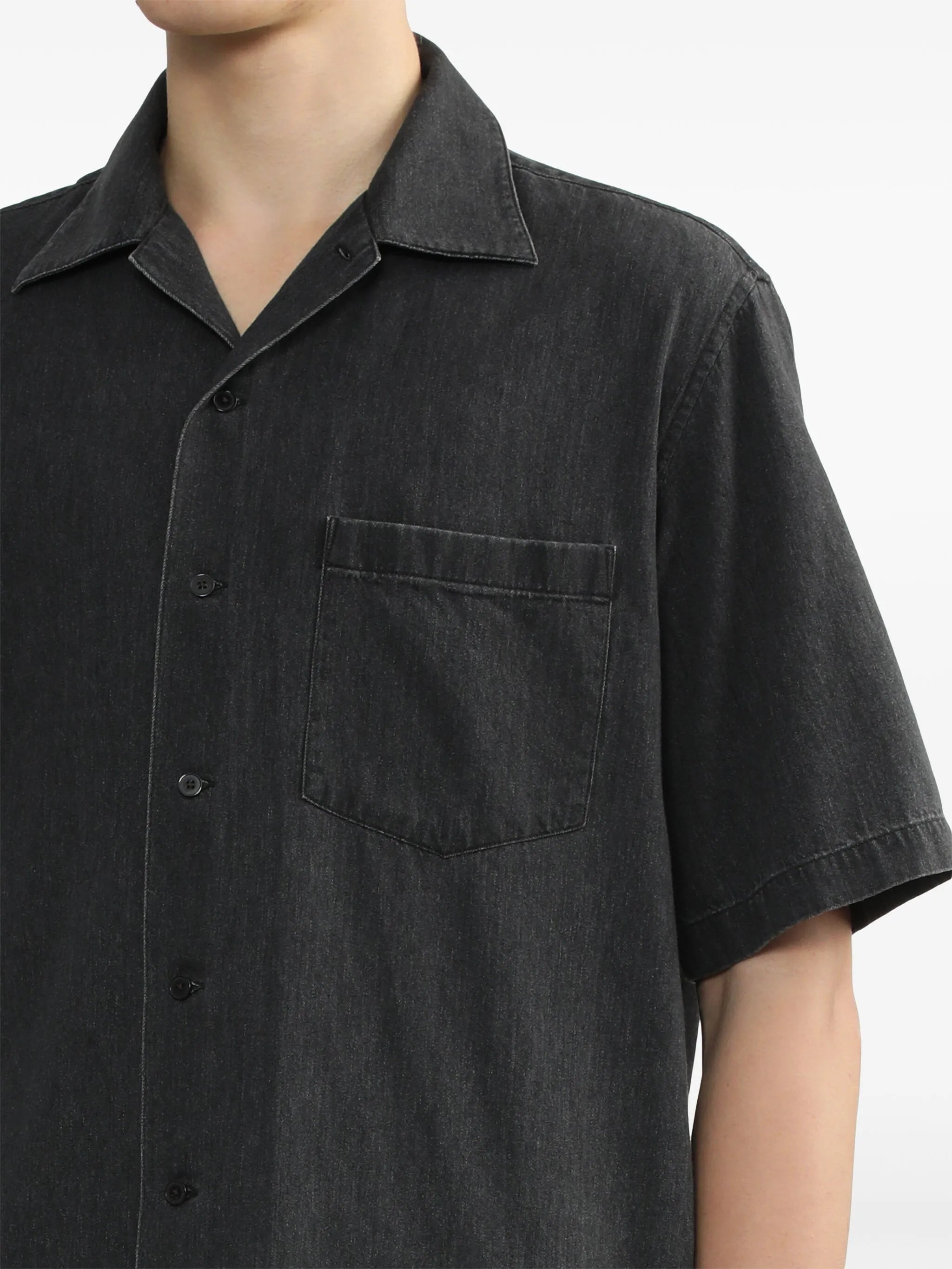 short-sleeved denim shirt