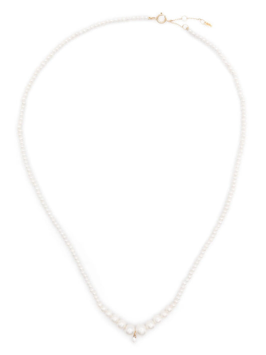 Aphrodite gradient full pearl one diamond necklace