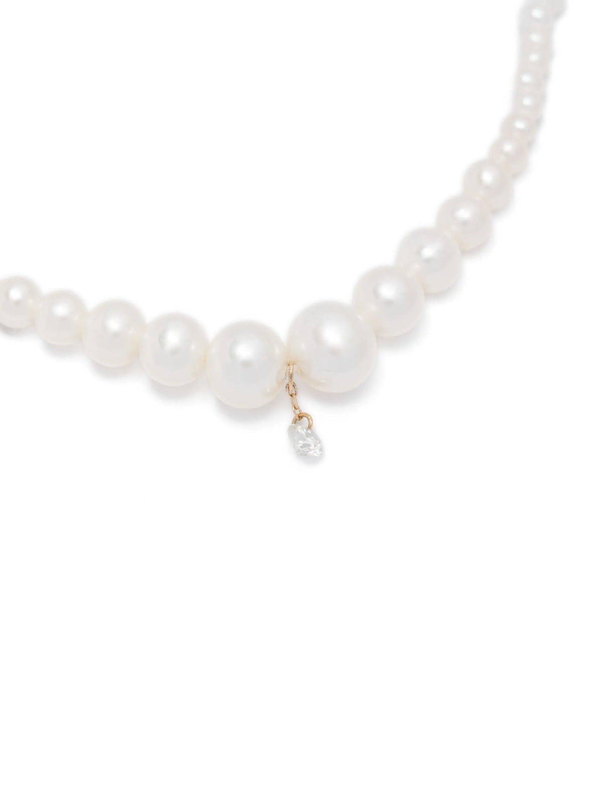 Aphrodite gradient full pearl one diamond necklace