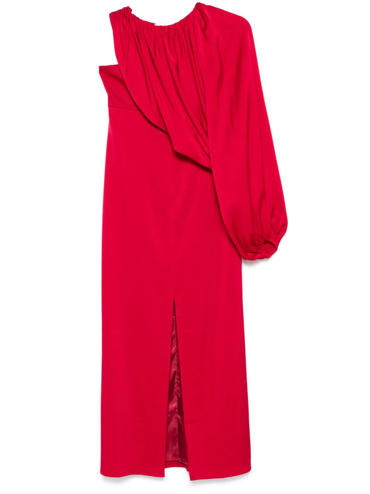 single-sleeve midi dress