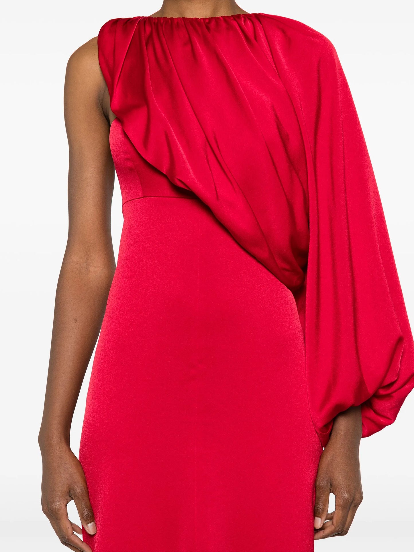 single-sleeve midi dress