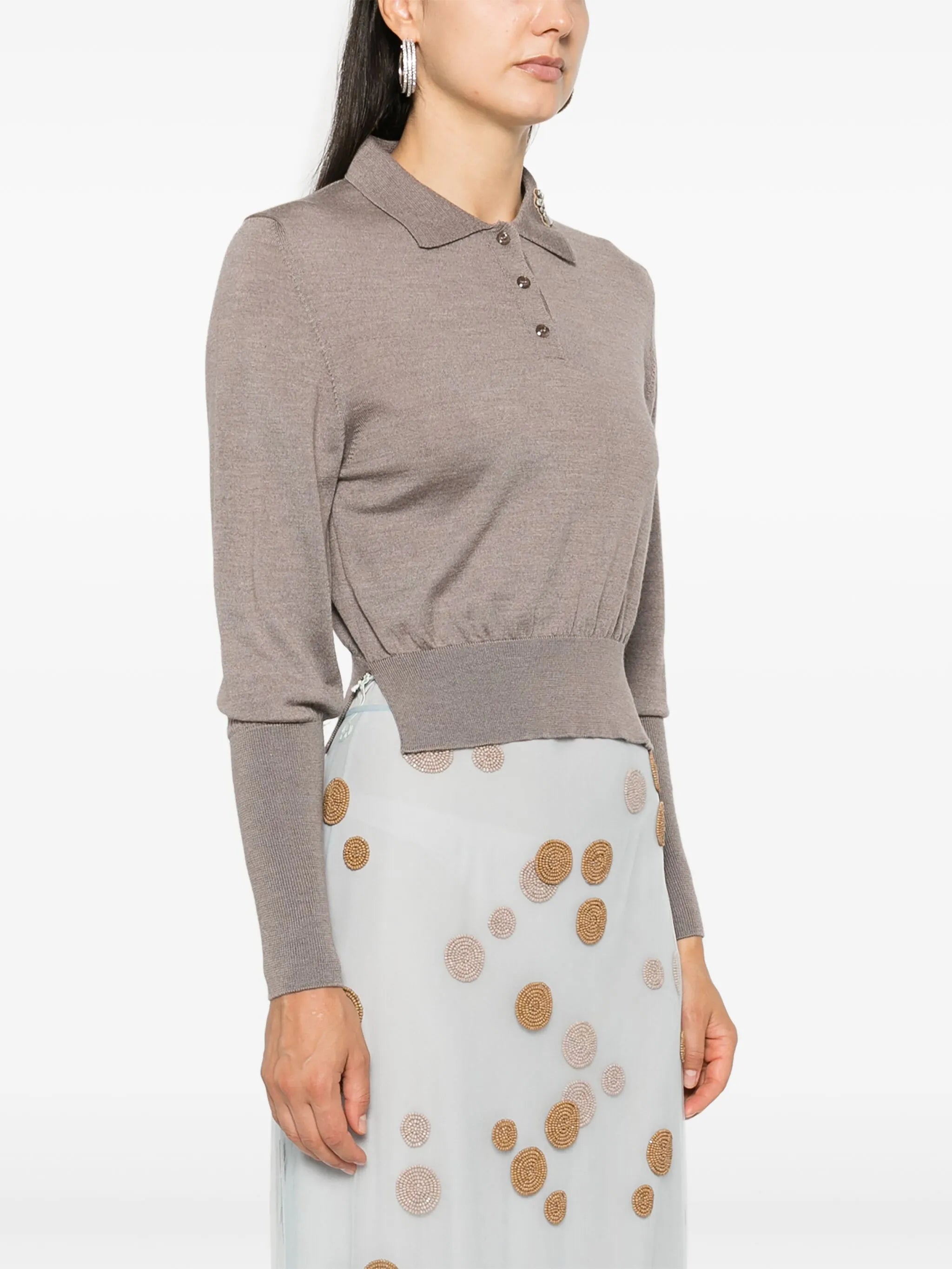 embellished polo sweater