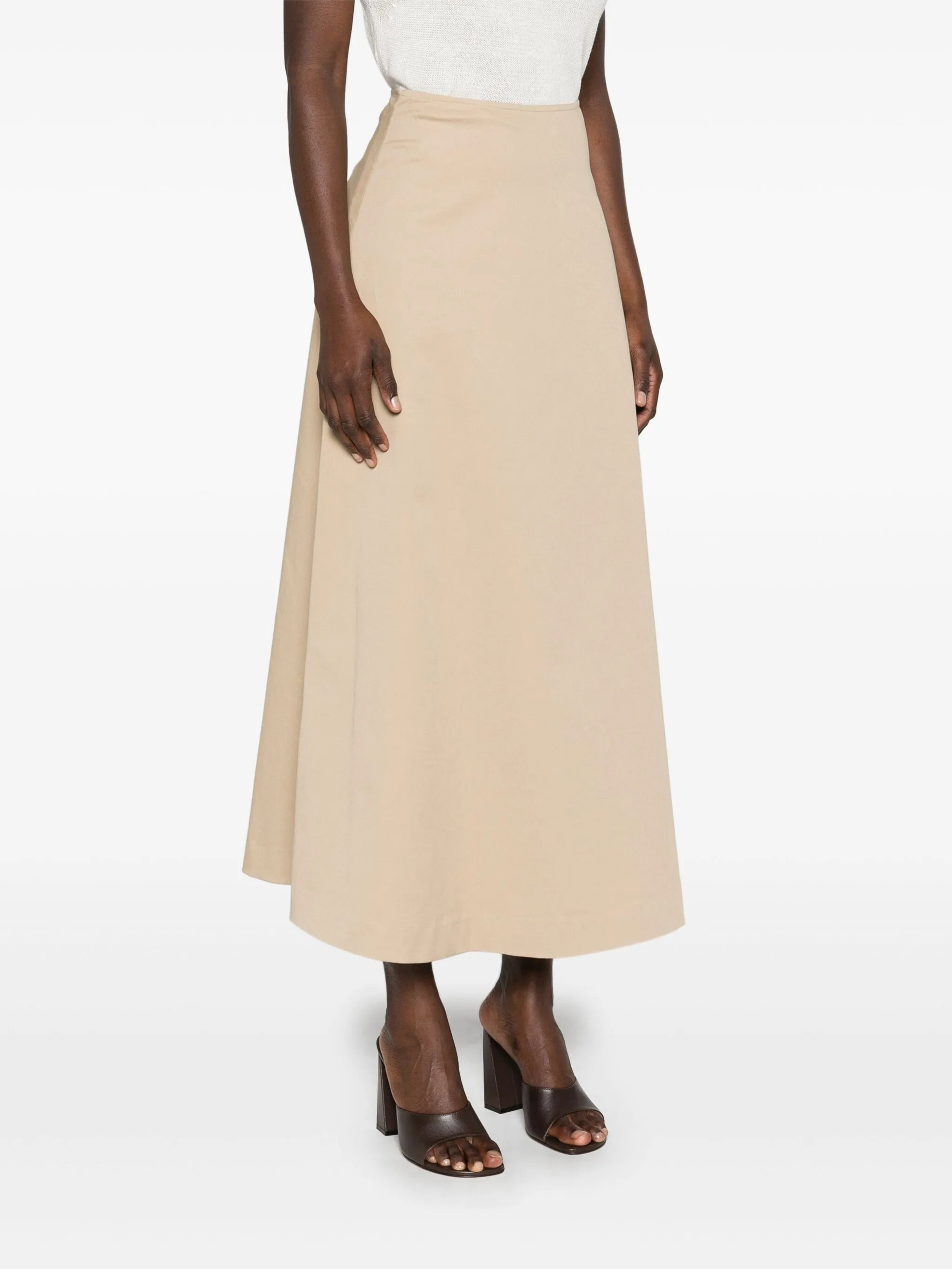 A-line twill midi skirt