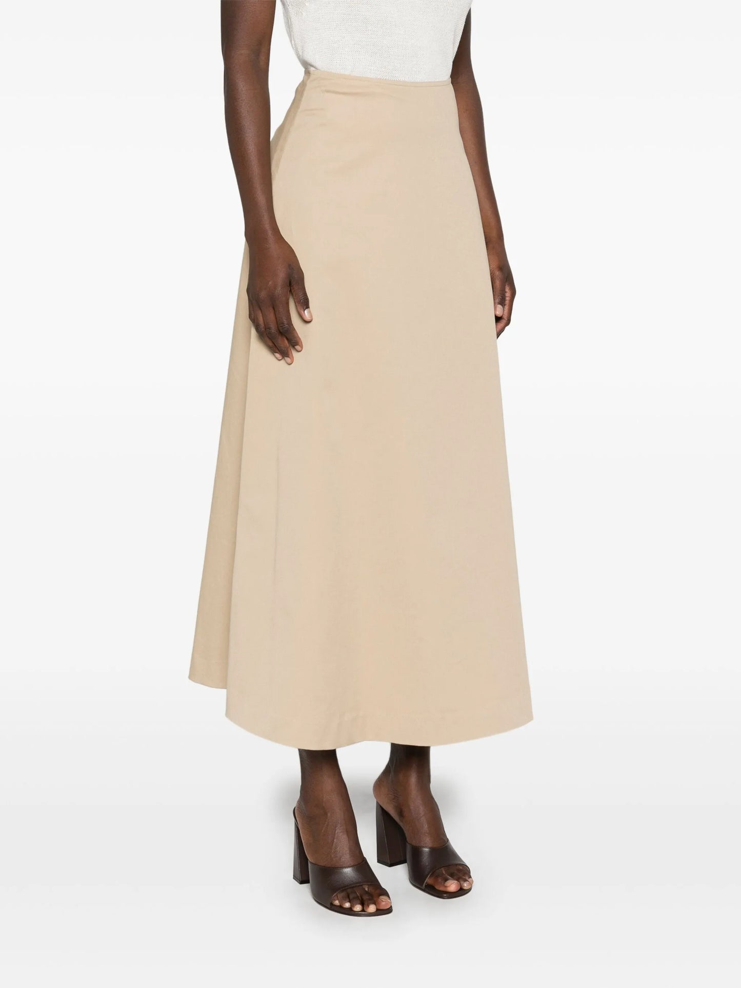 A-line twill midi skirt