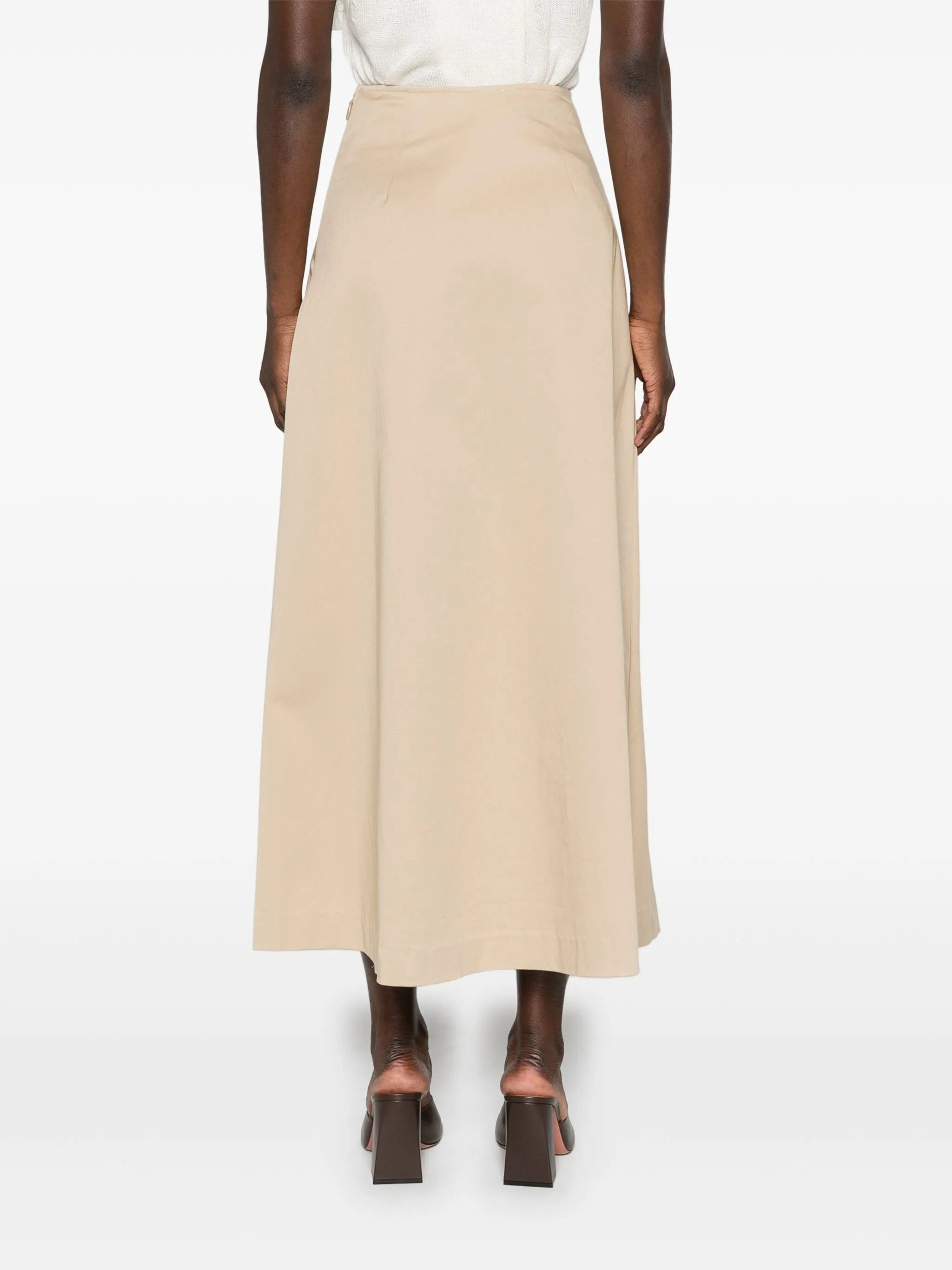 A-line twill midi skirt
