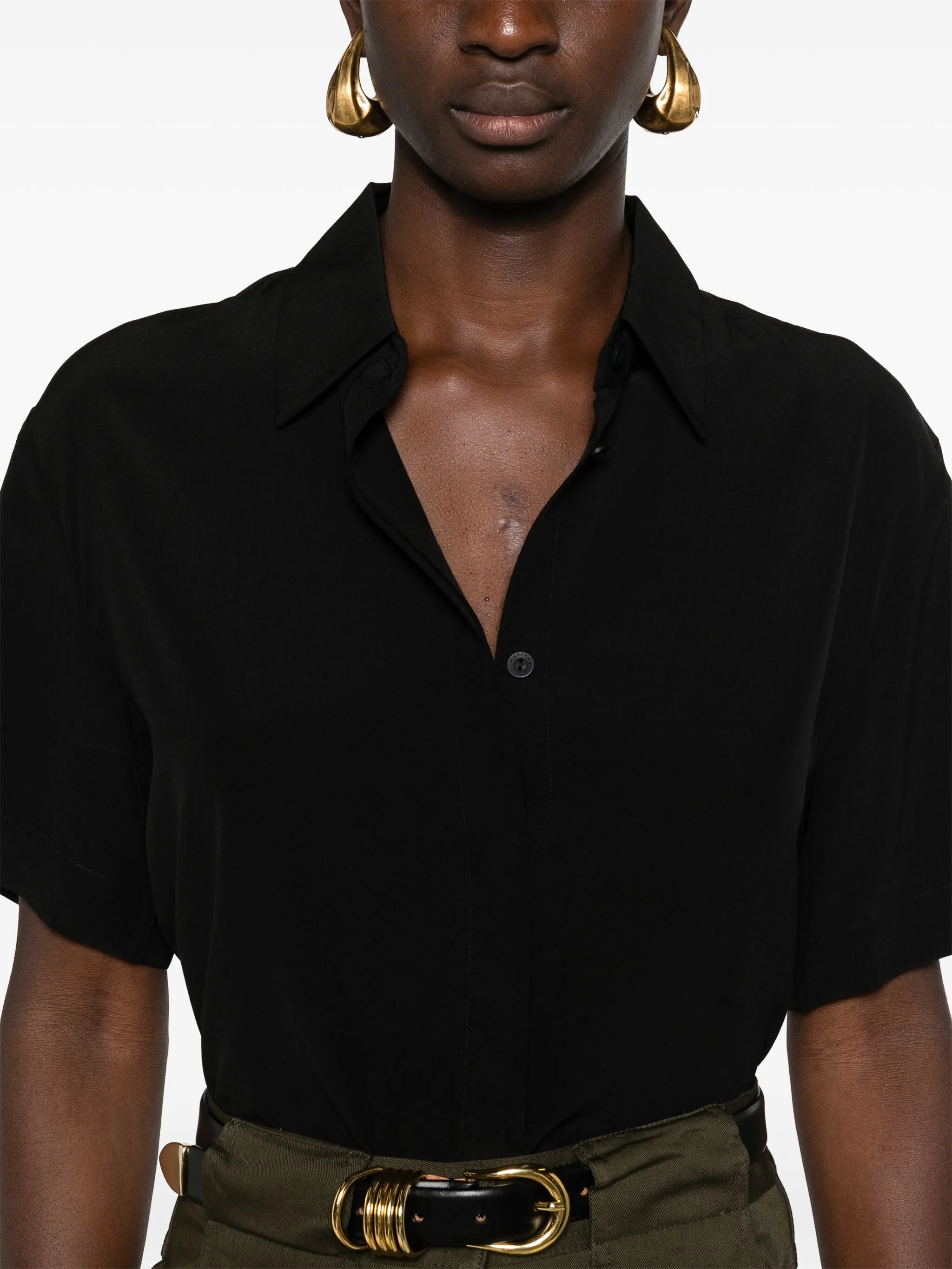 short-sleeve silk shirt