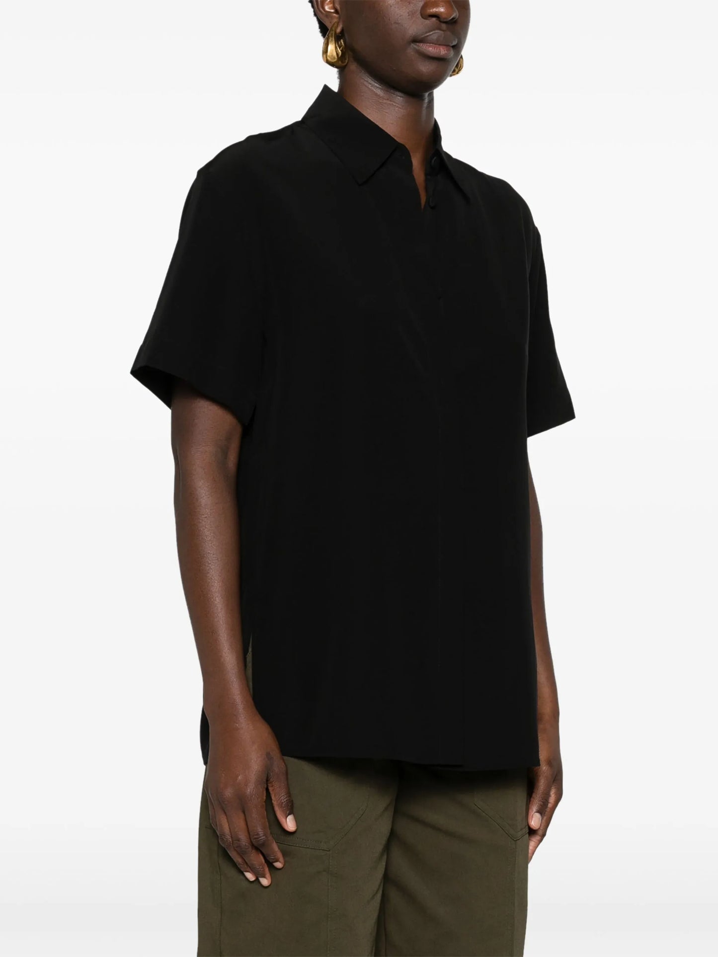 short-sleeve silk shirt