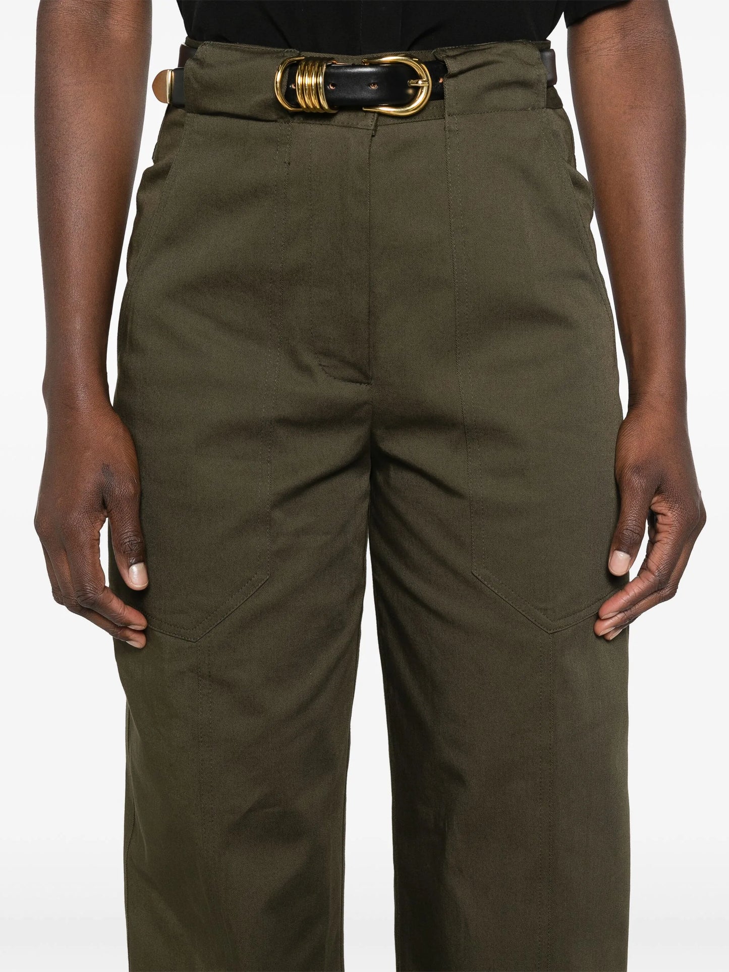 tapered-leg twill trousers