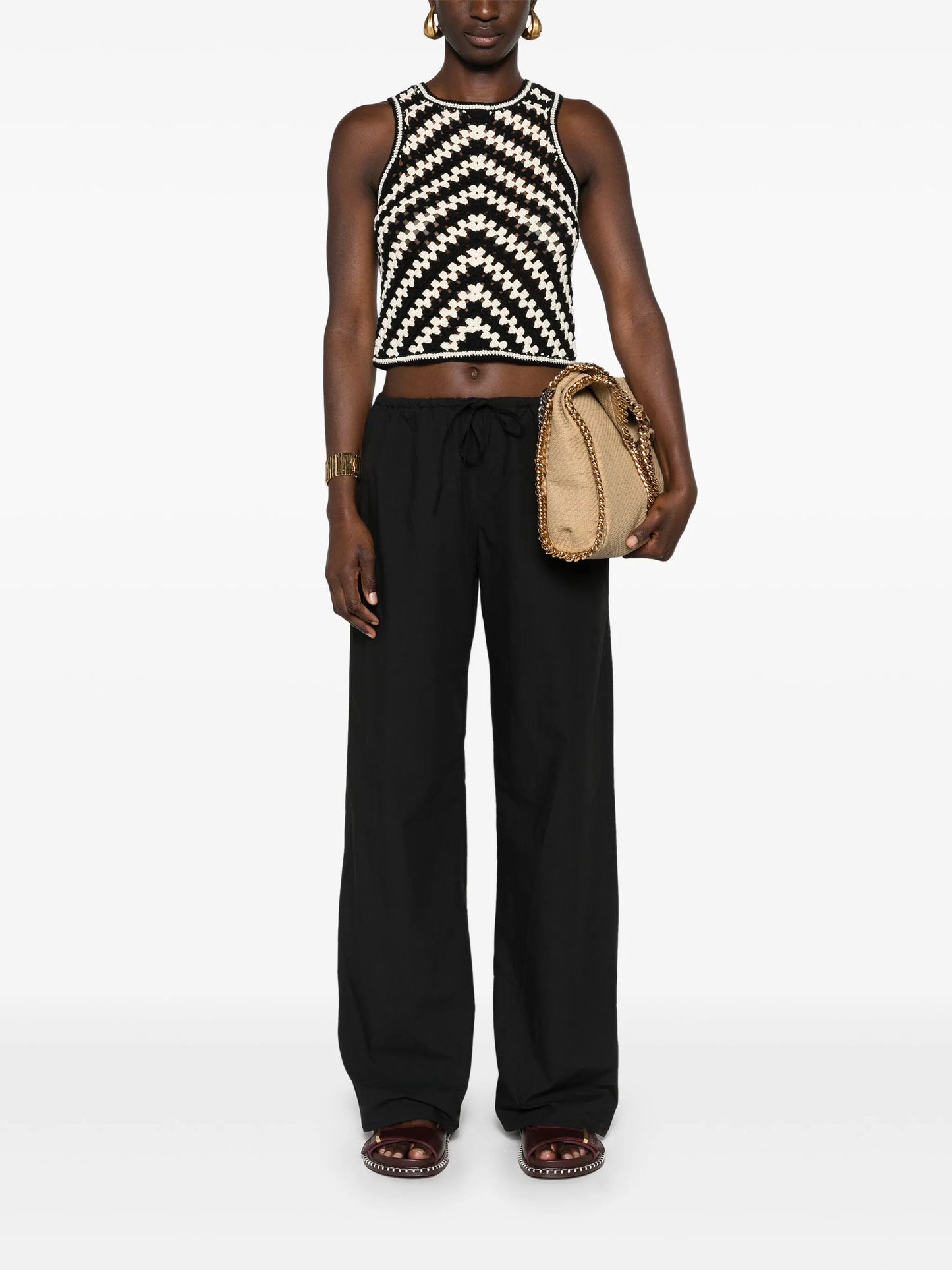 drawstring-waist organic cotton trousers