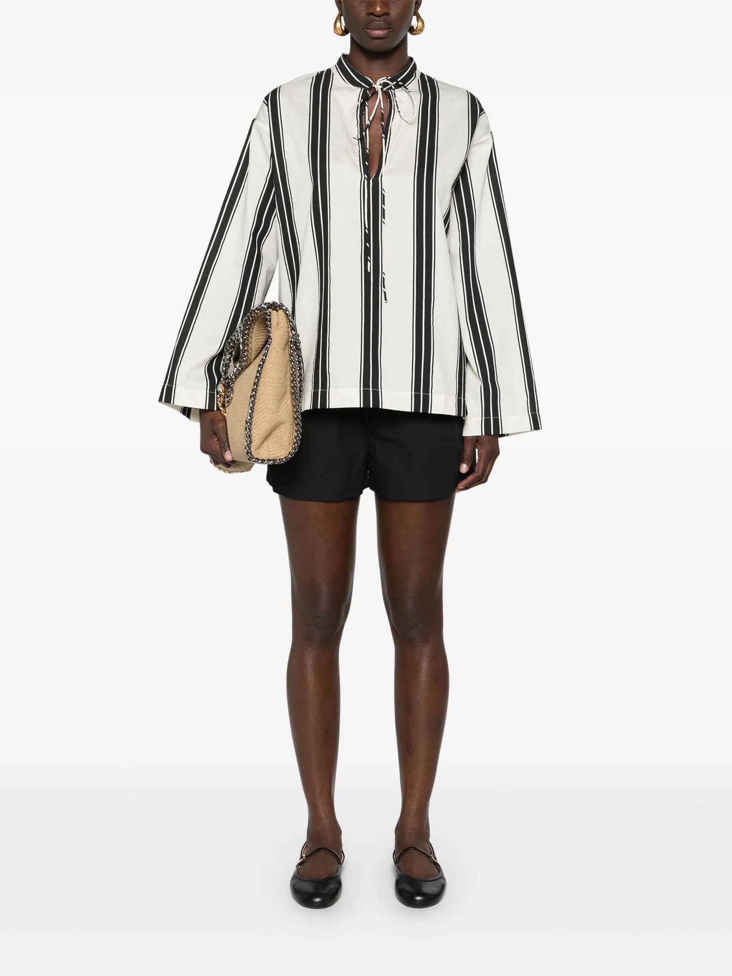 striped V-neck blouse