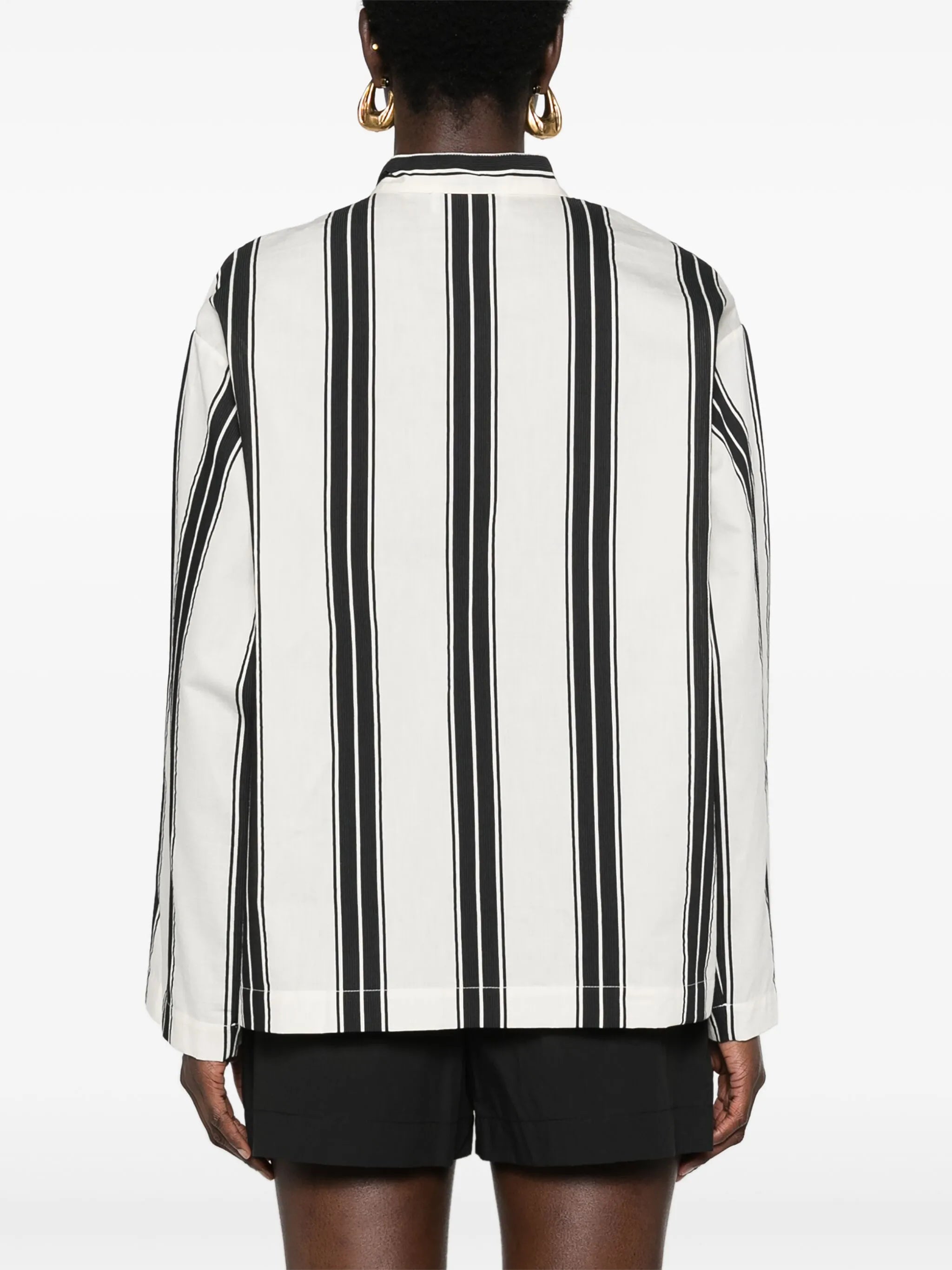 striped V-neck blouse