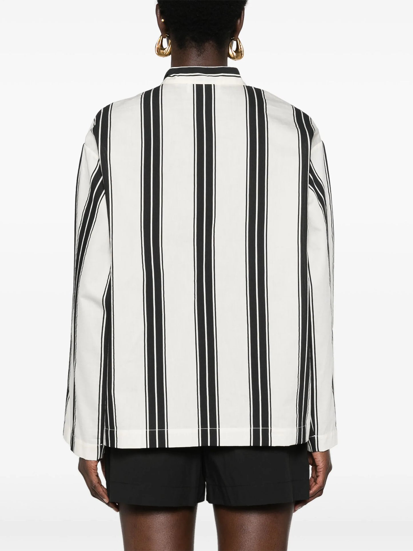 striped V-neck blouse