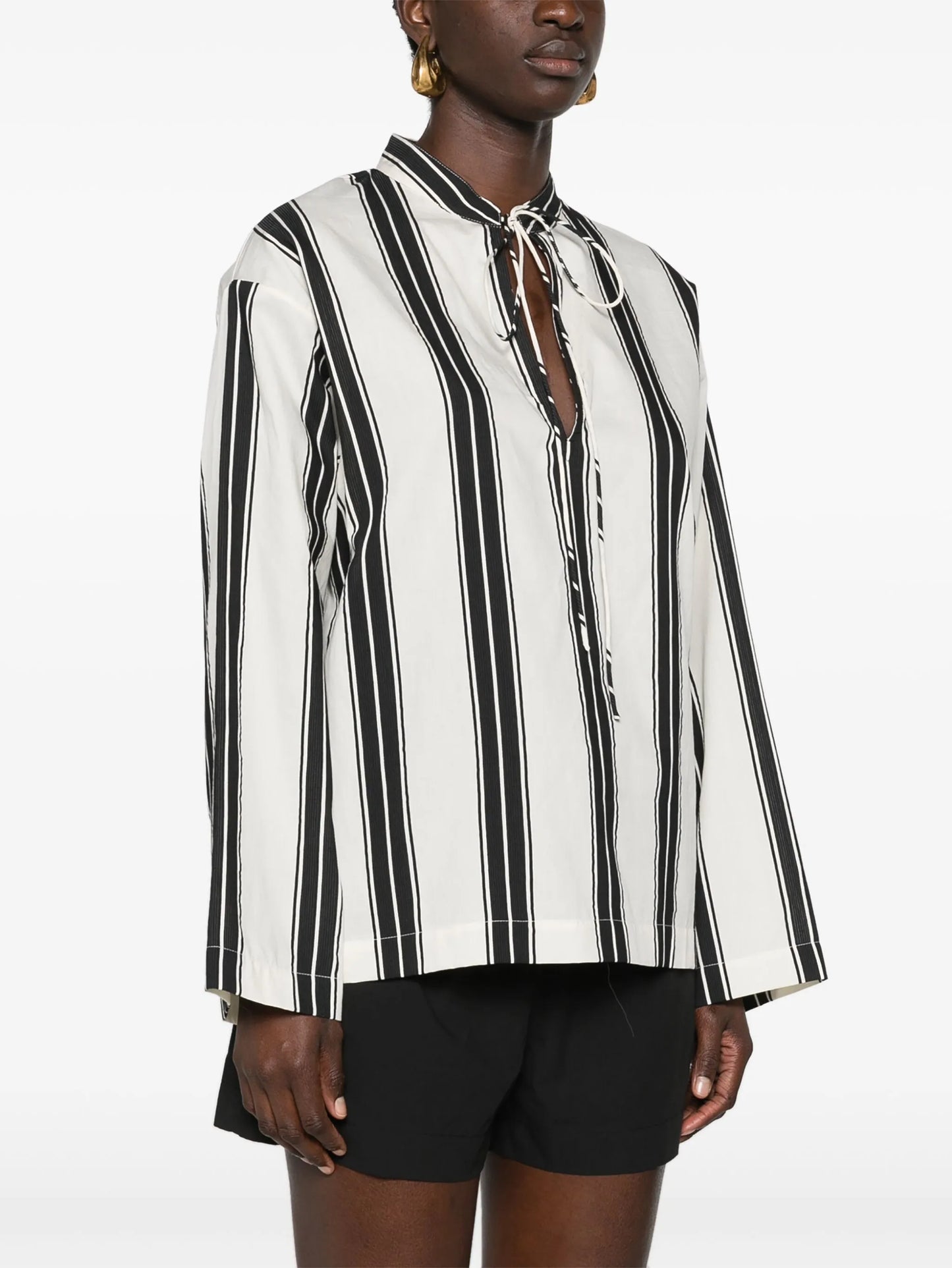striped V-neck blouse