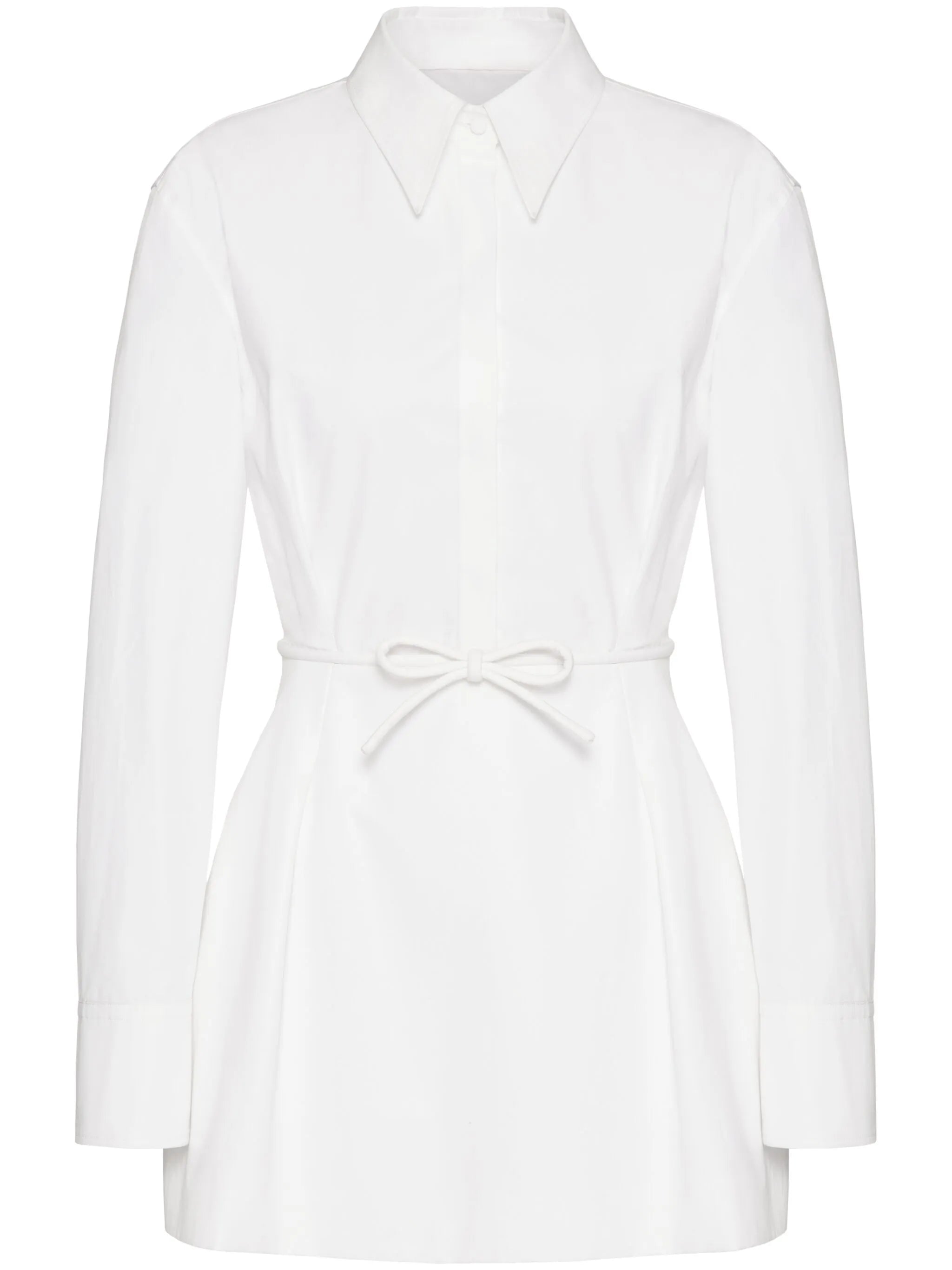 belted cotton-poplin shirt dress