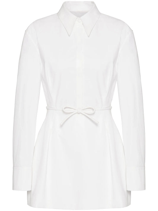 belted cotton-poplin shirt dress