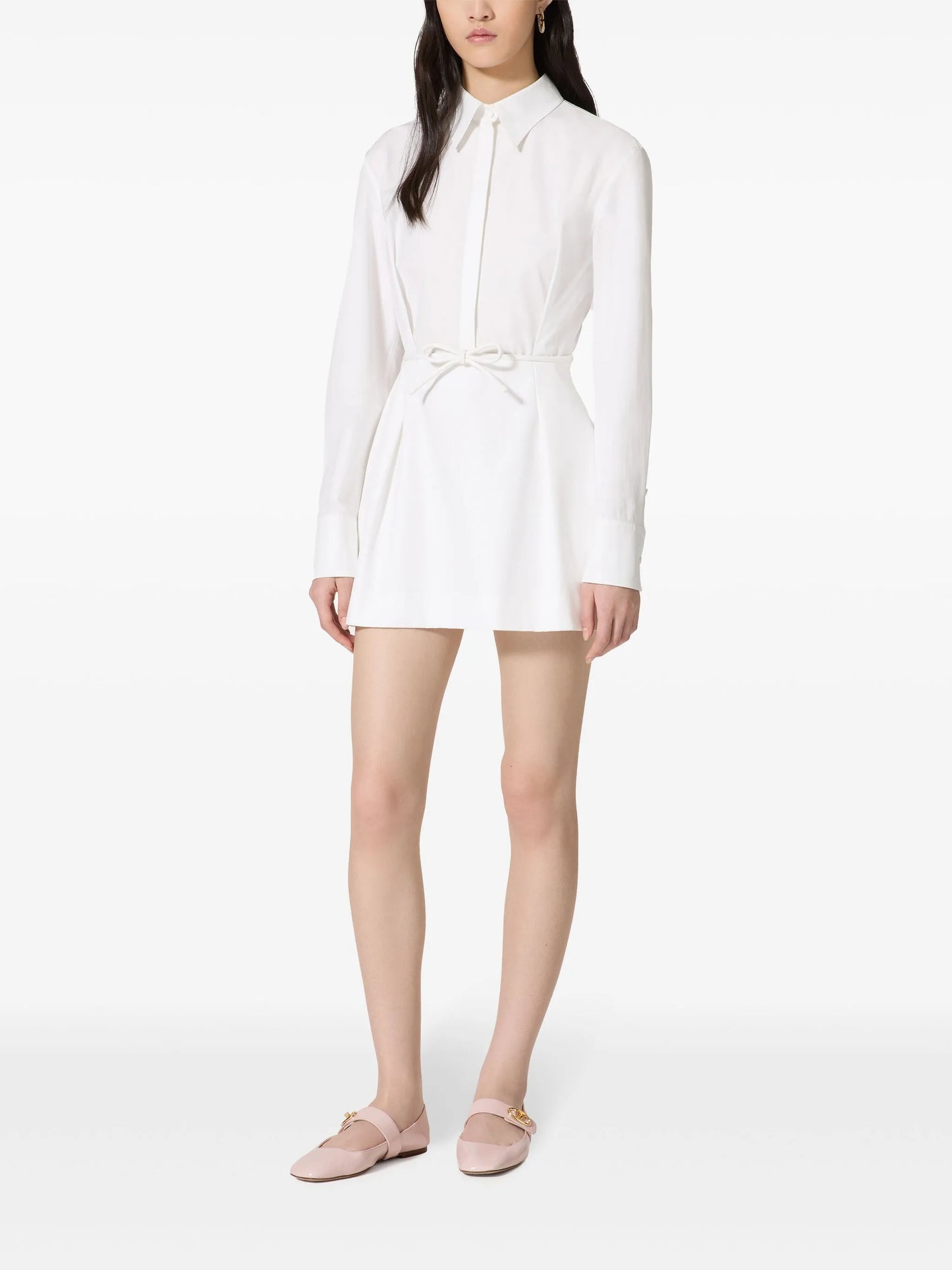 belted cotton-poplin shirt dress