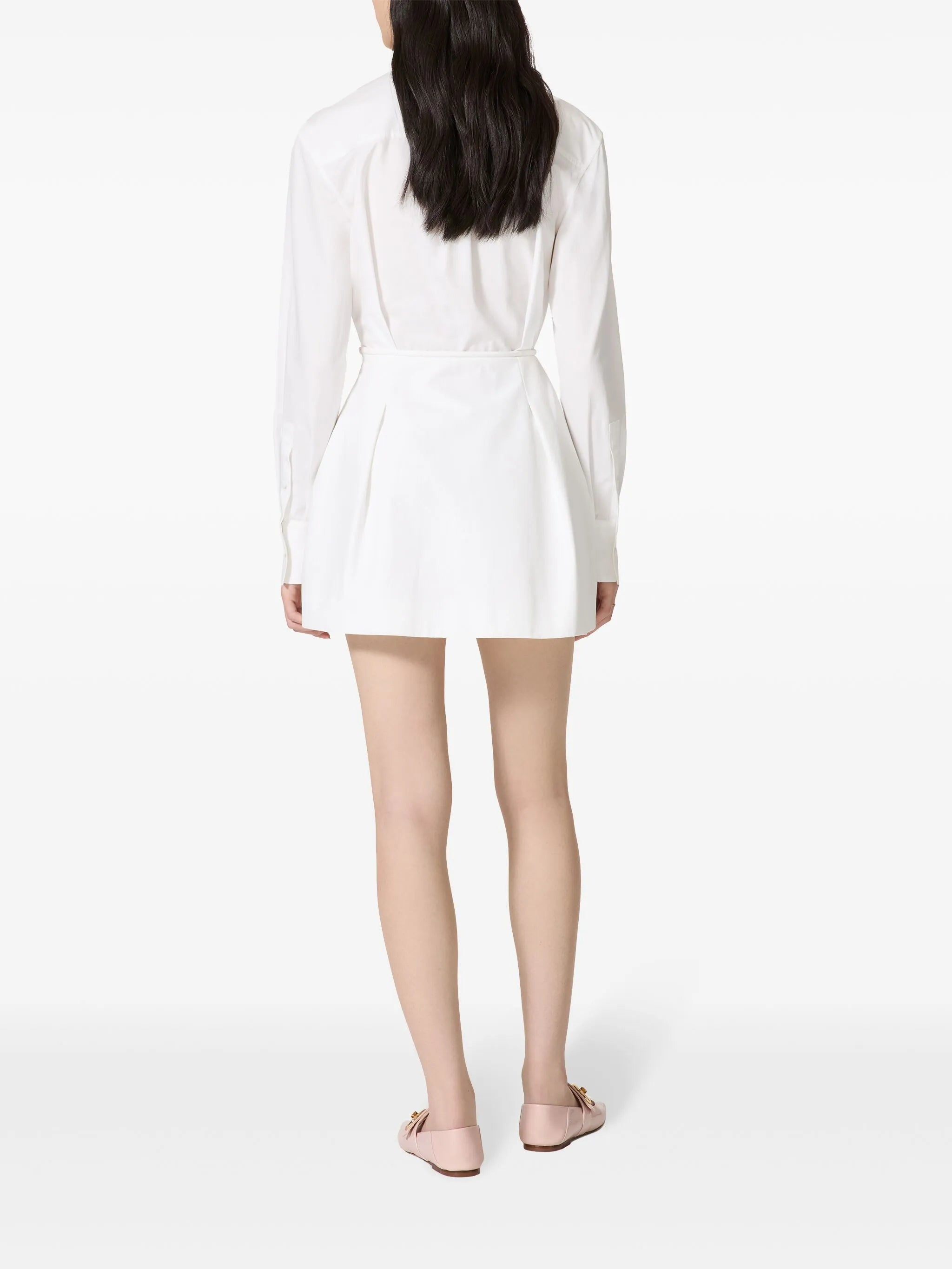 belted cotton-poplin shirt dress