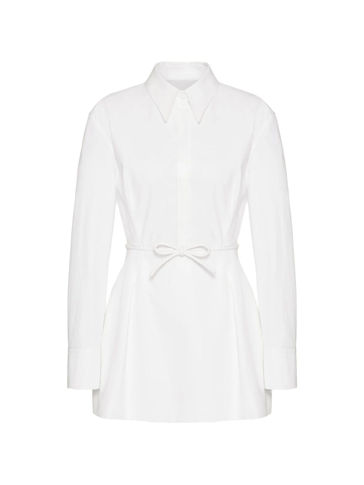 belted cotton-poplin shirt dress