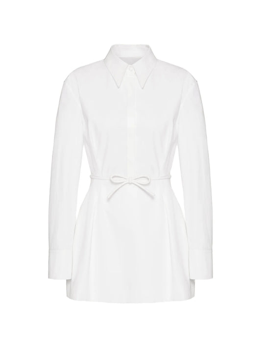 belted cotton-poplin shirt dress