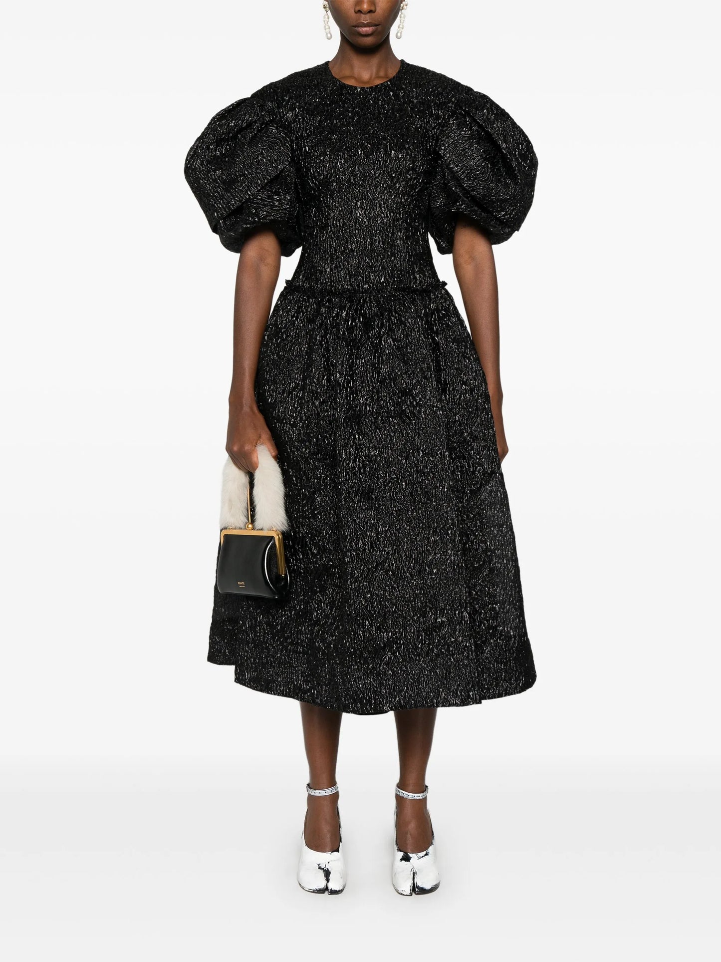 crinkled midi dress