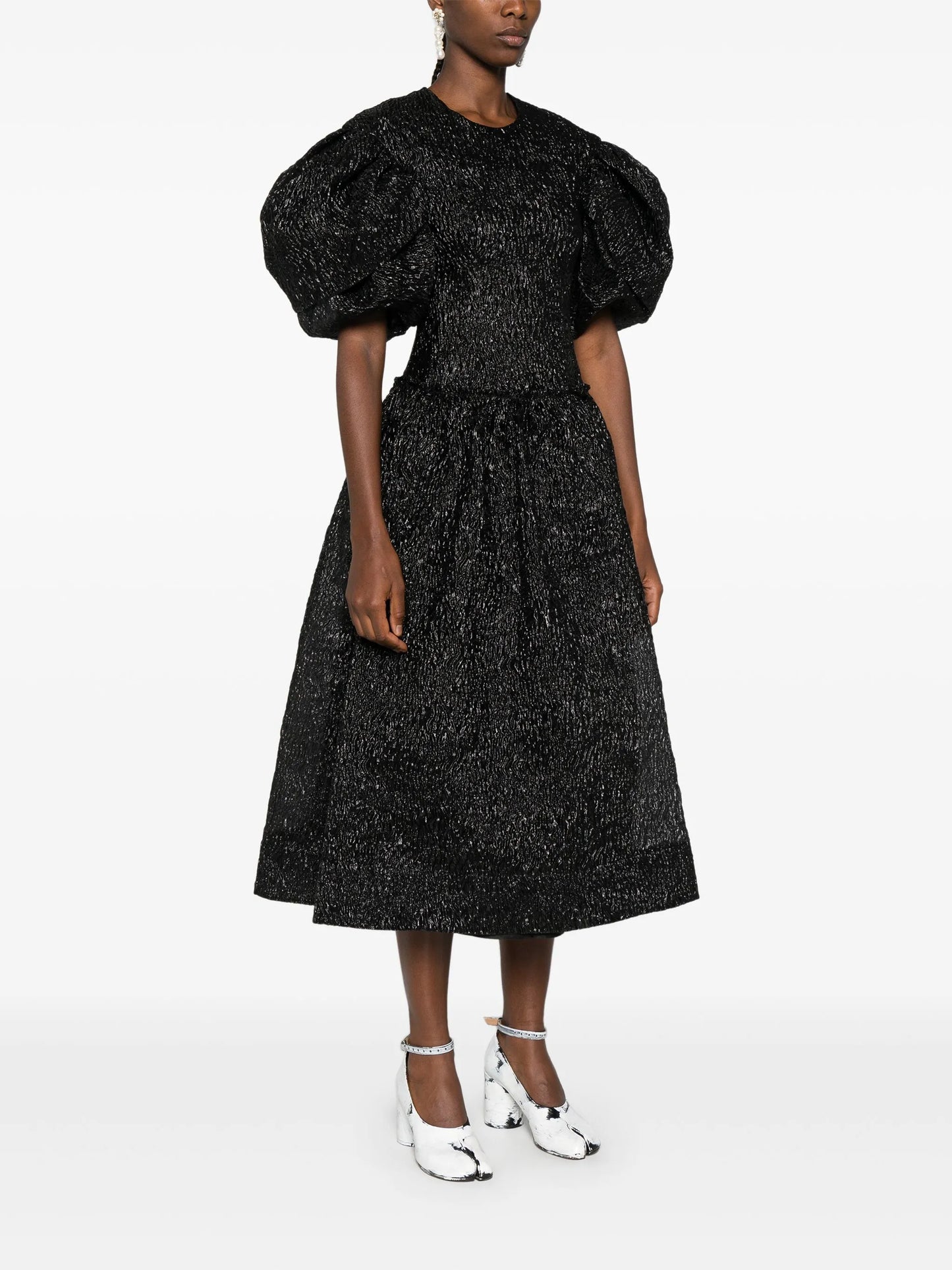 crinkled midi dress