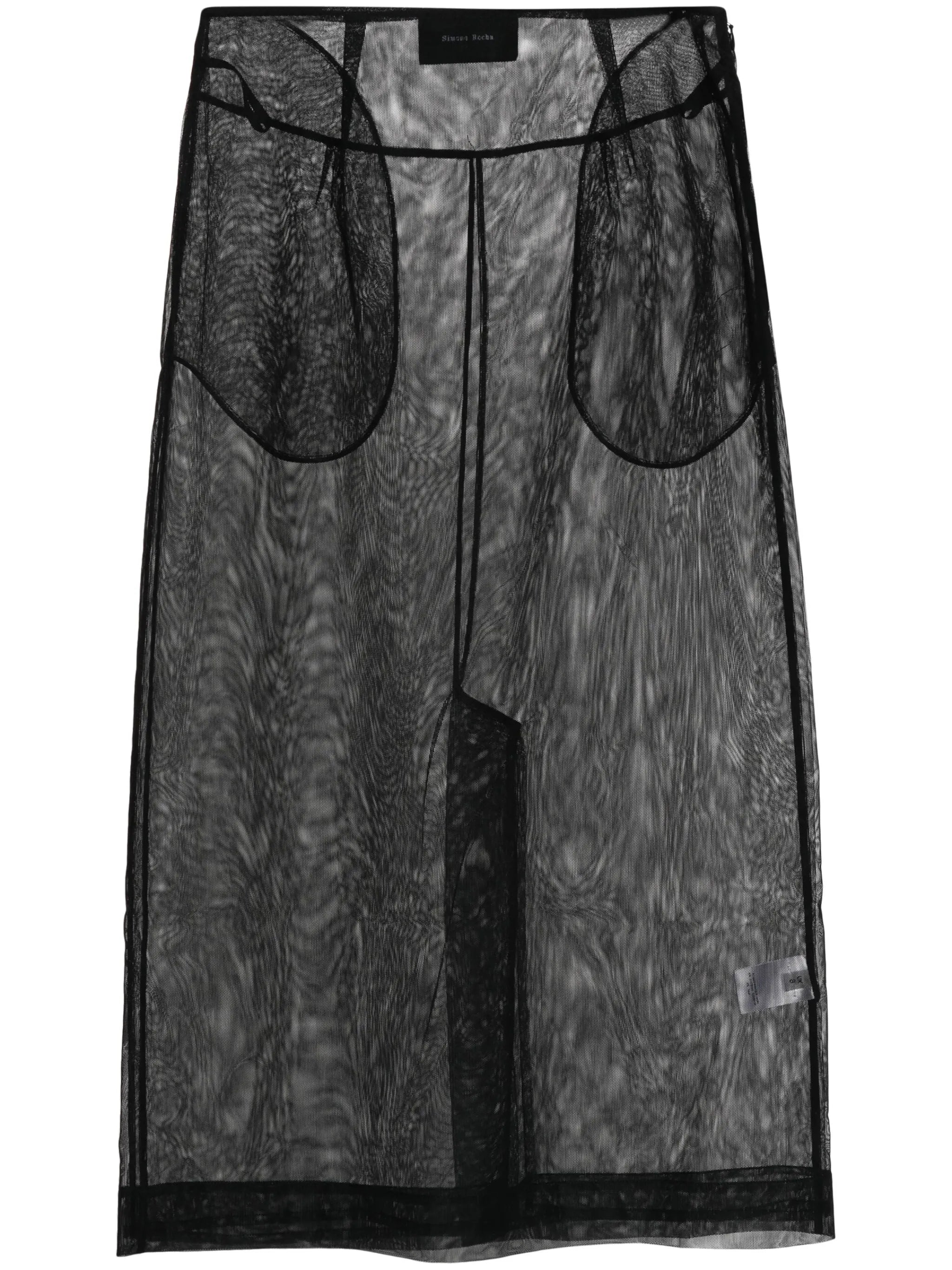 mesh sheer midi skirt