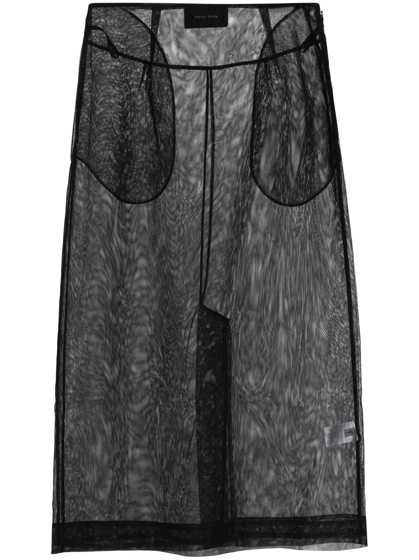 mesh sheer midi skirt