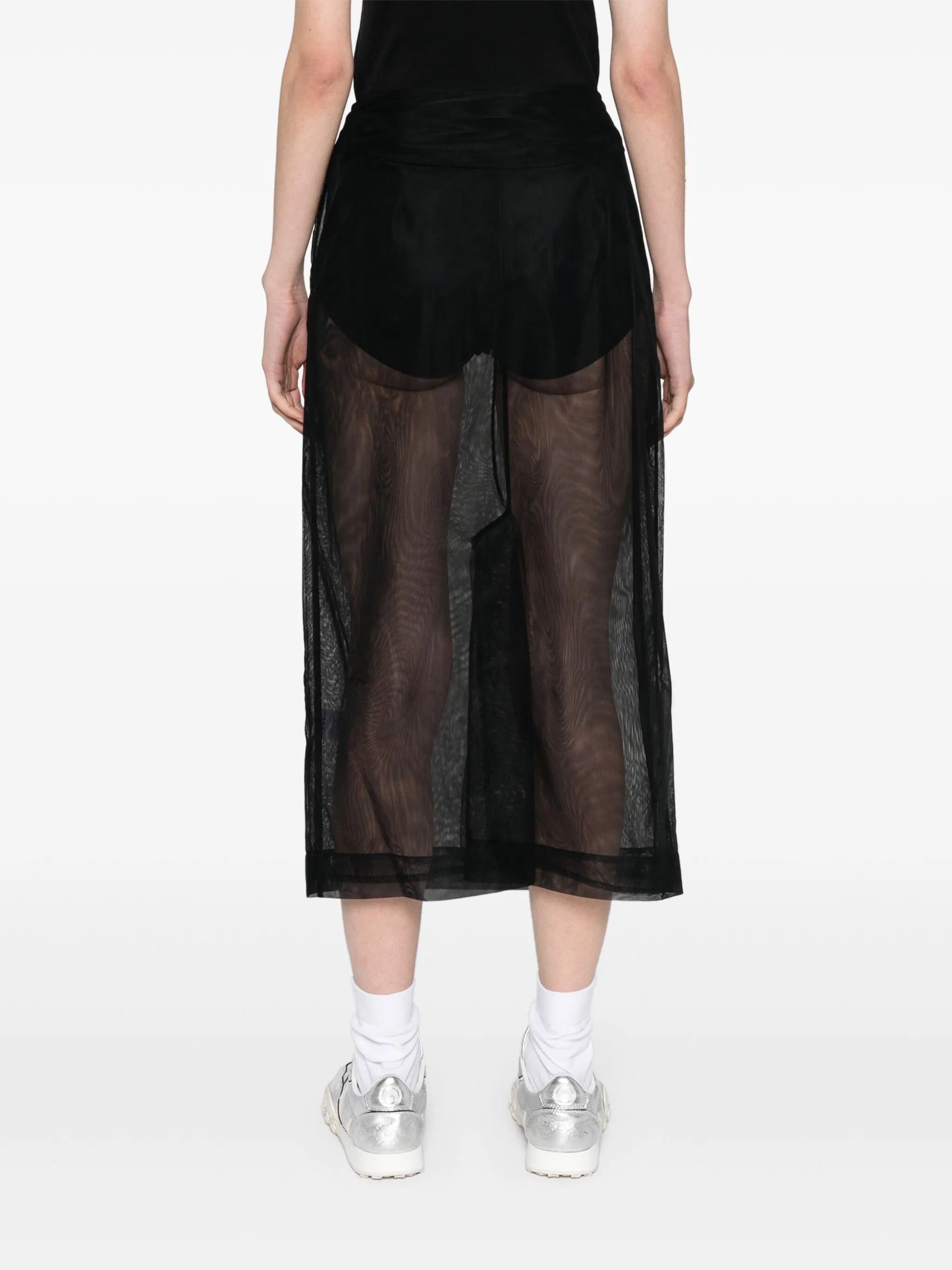 mesh sheer midi skirt