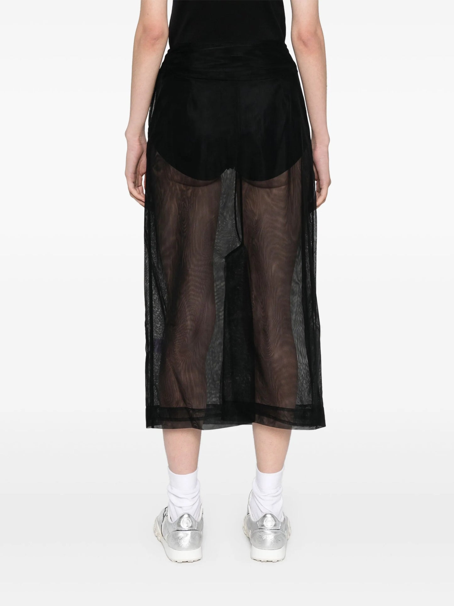 mesh sheer midi skirt