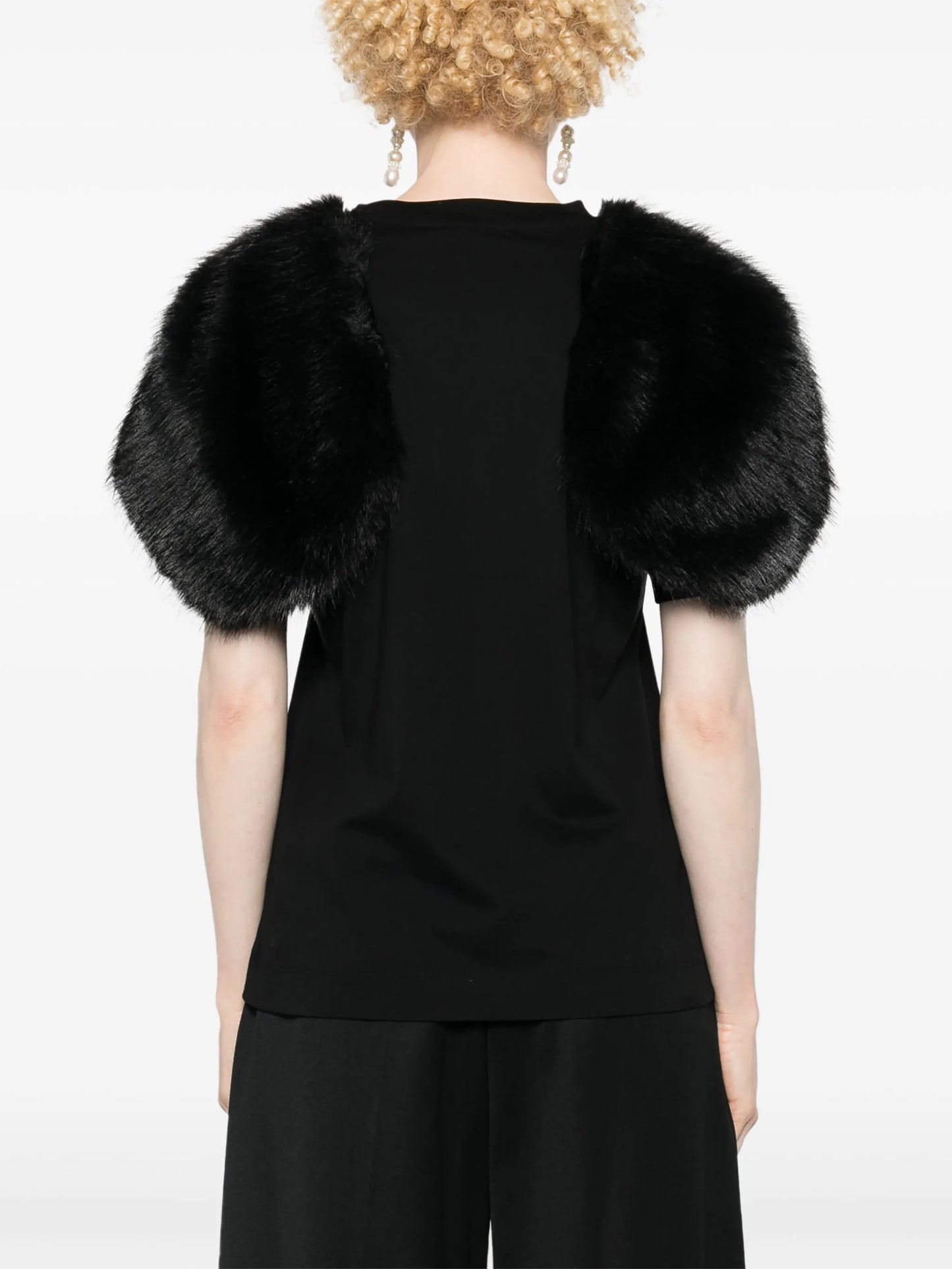 faux-fur detail T-shirt