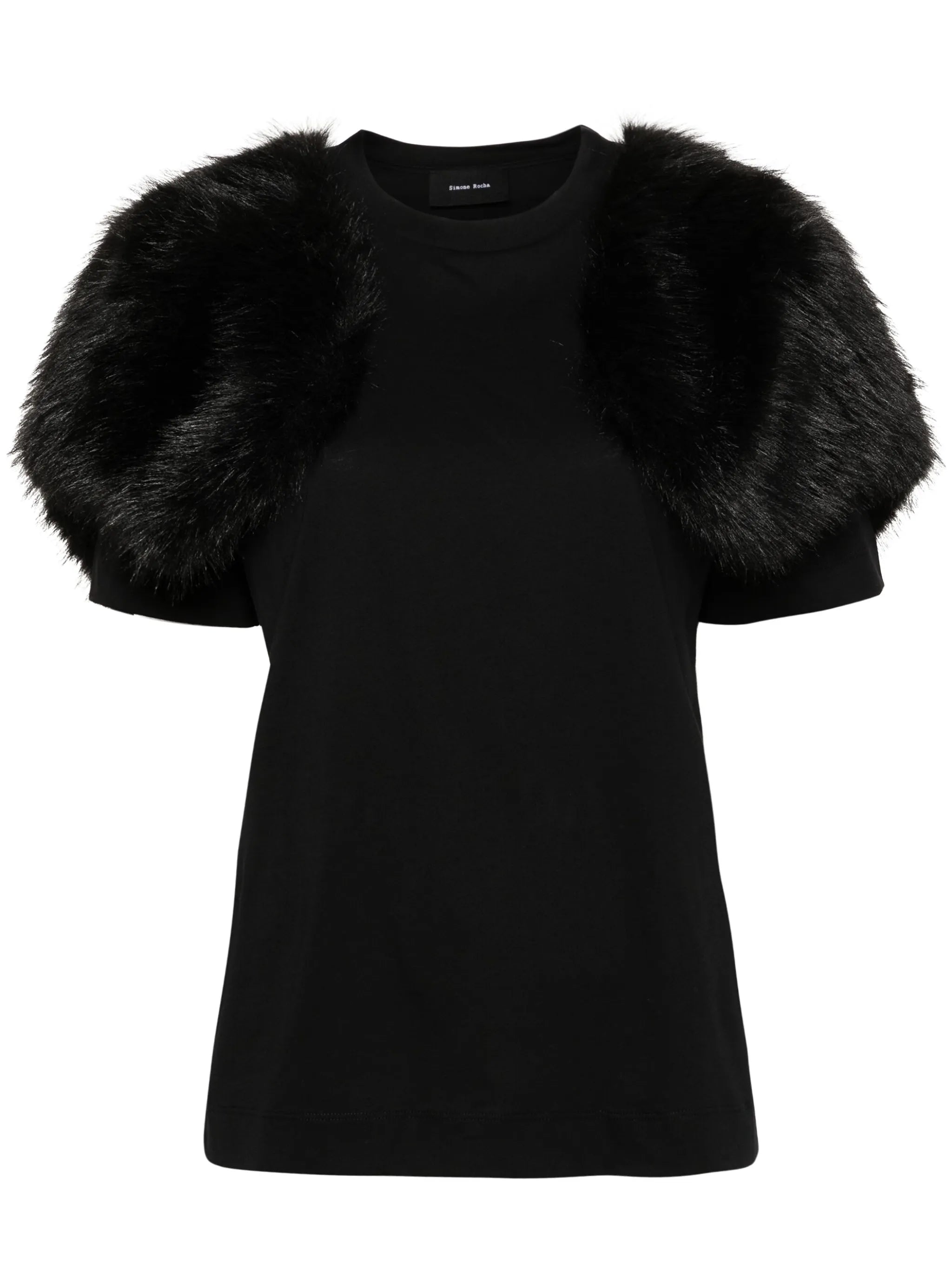 faux-fur detail T-shirt