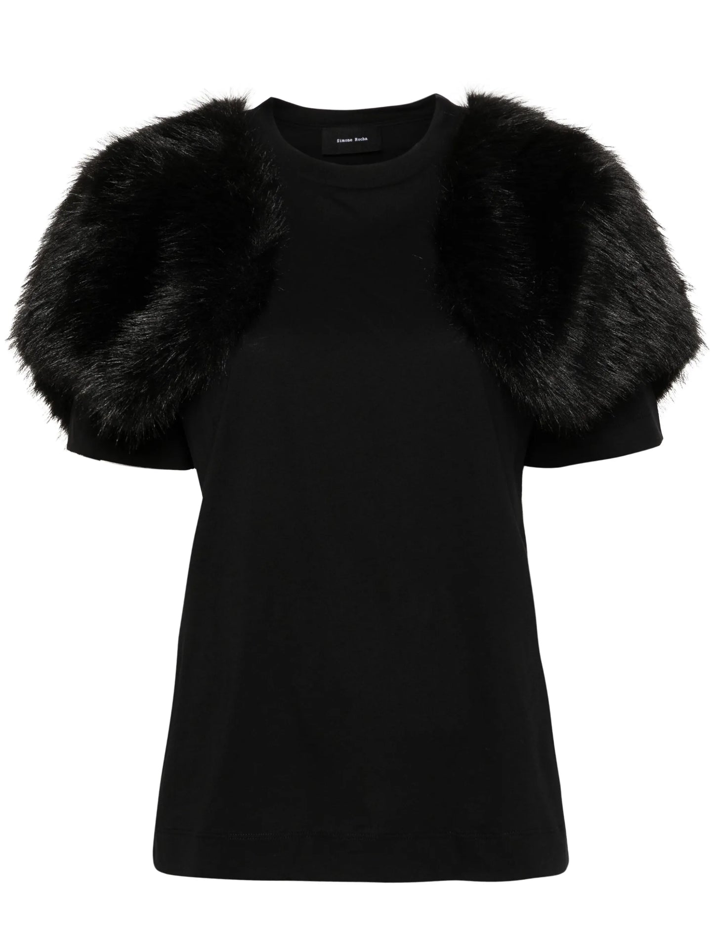 faux-fur detail T-shirt