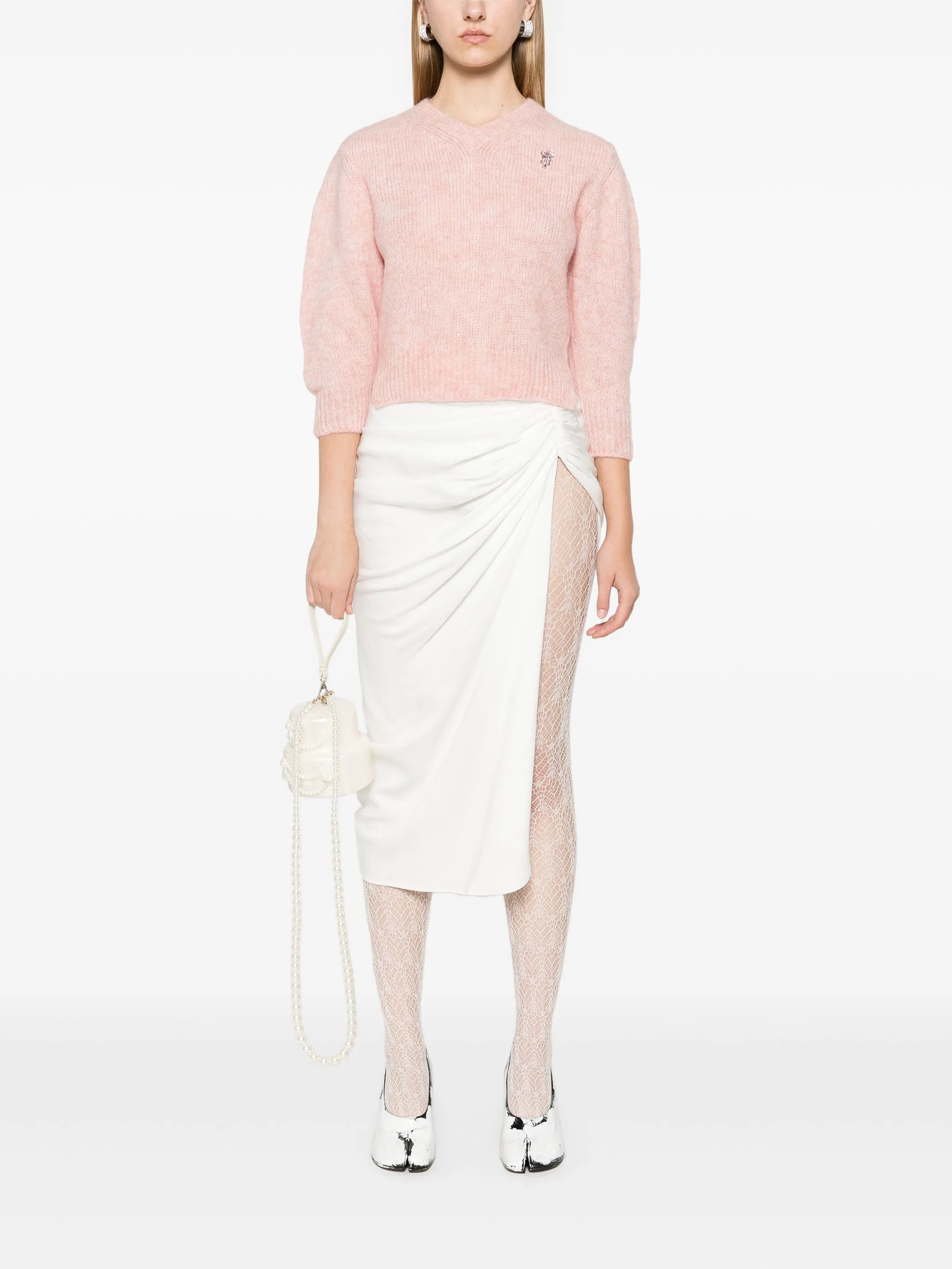 cropped V-neck sweater