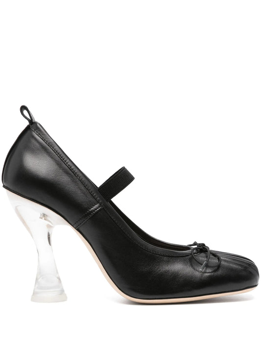 heeled leather ballerina shoes