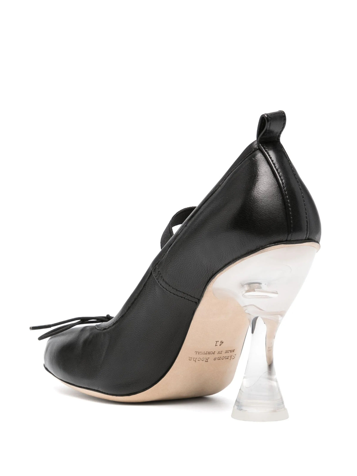 heeled leather ballerina shoes