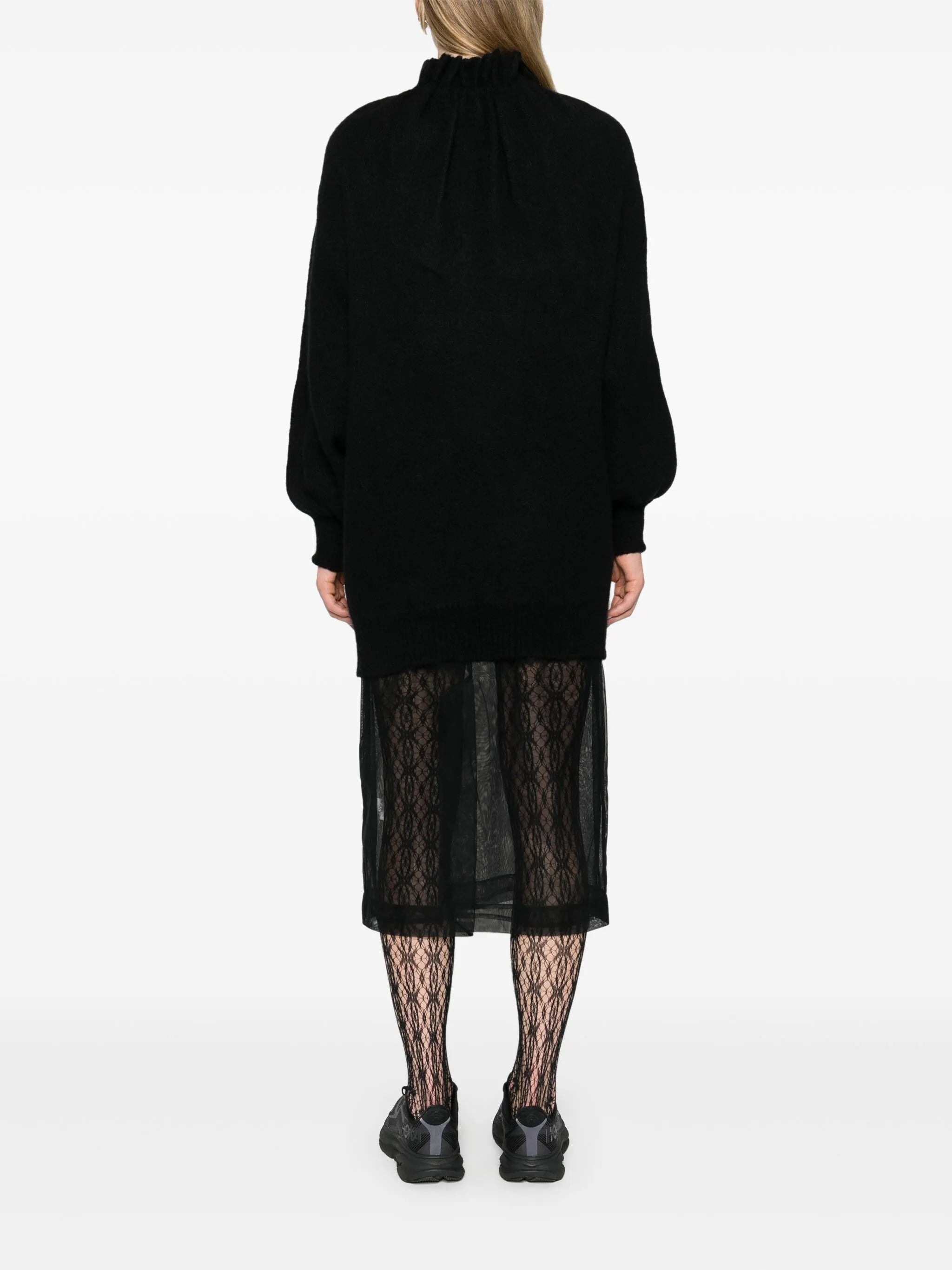 frilled high-neck jumper