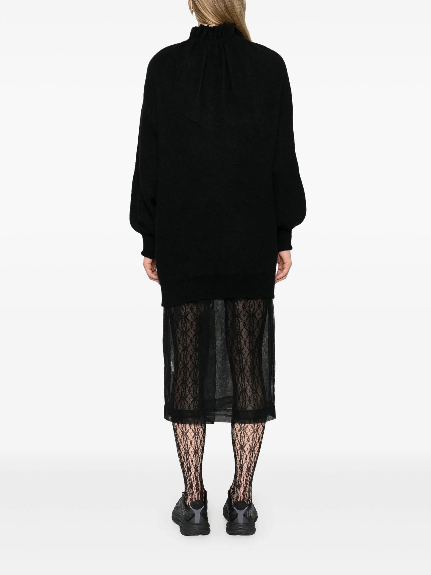 frilled high-neck jumper